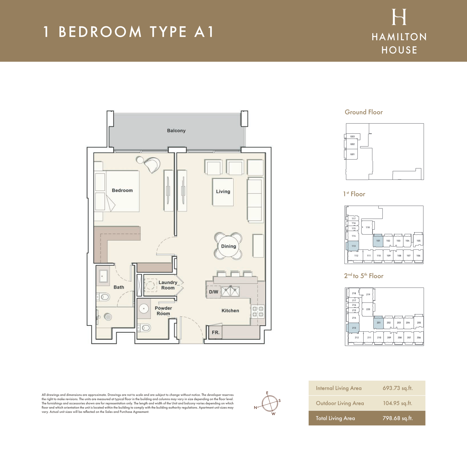 Hamilton House 1BR floor plan