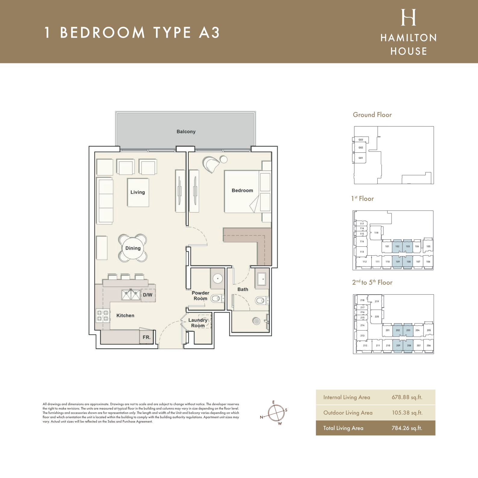 Hamilton House 1BR floor plan