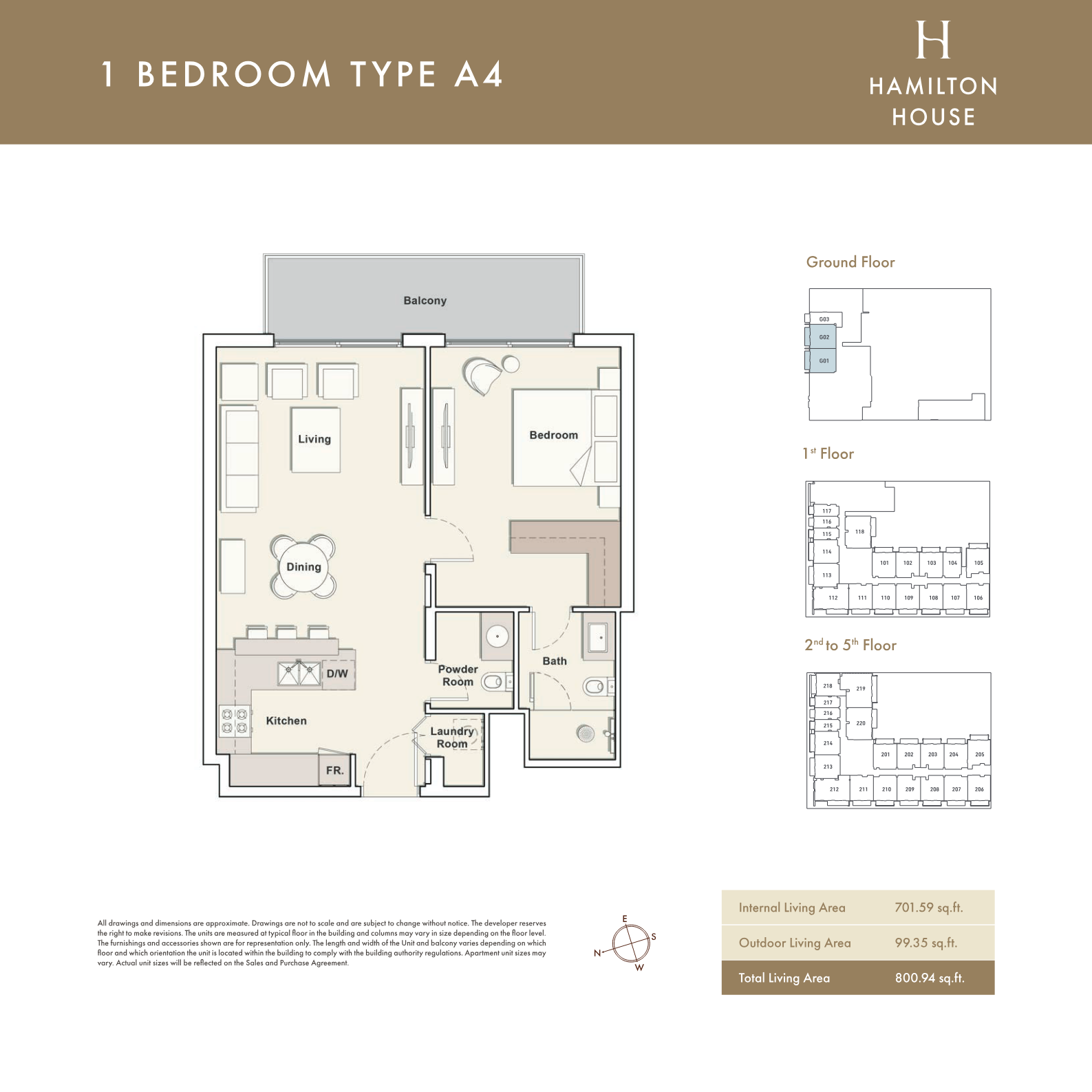 Hamilton House 1BR floor plan