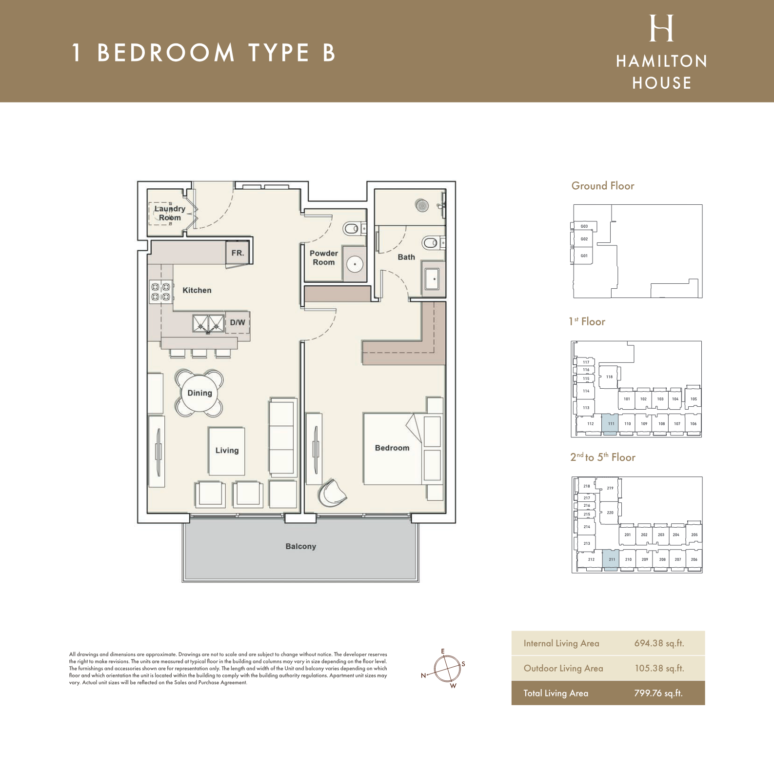 Hamilton House 1BR floor plan