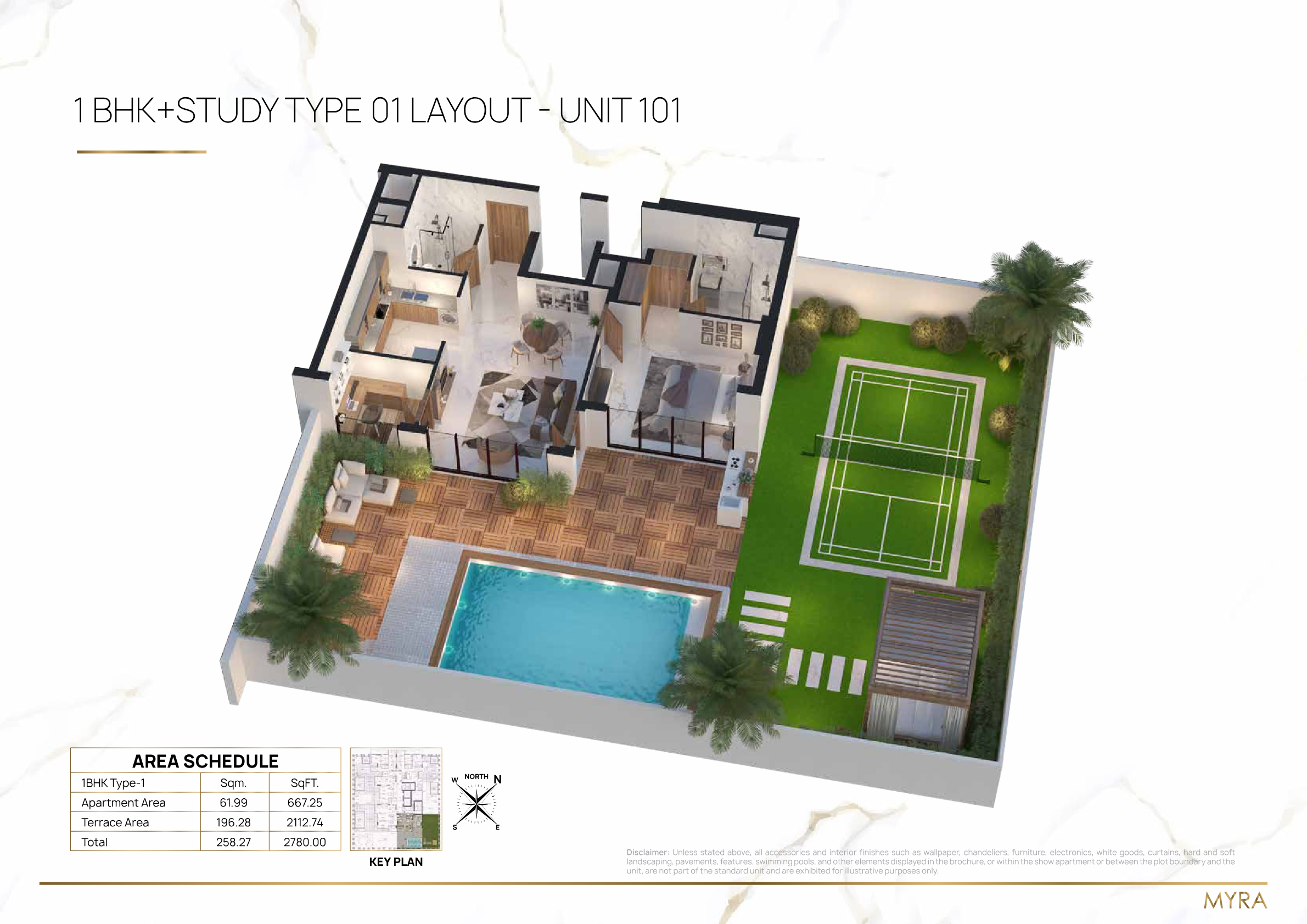 Myra Onyx 1BR floor plan