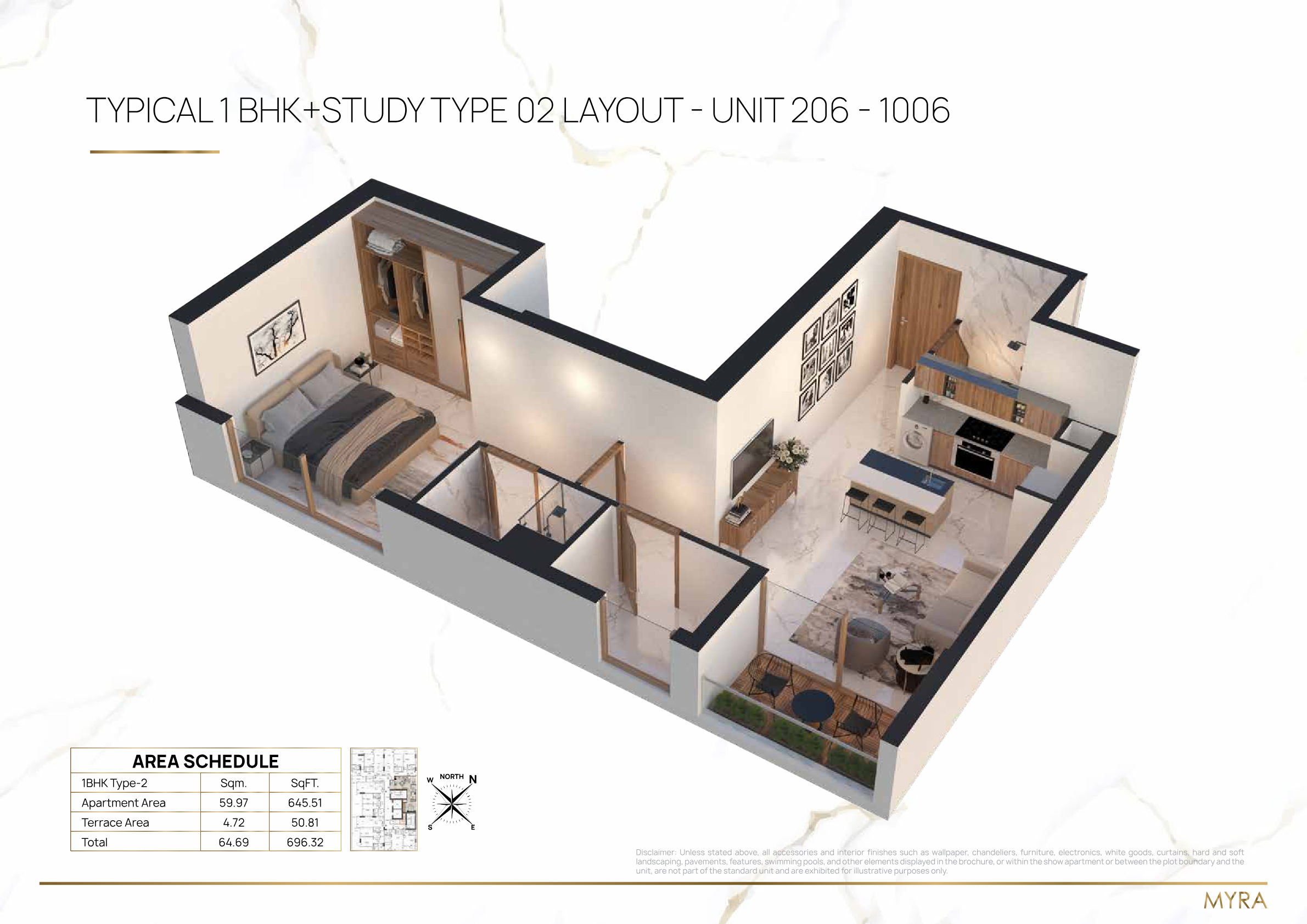 Myra Onyx 1BR floor plan