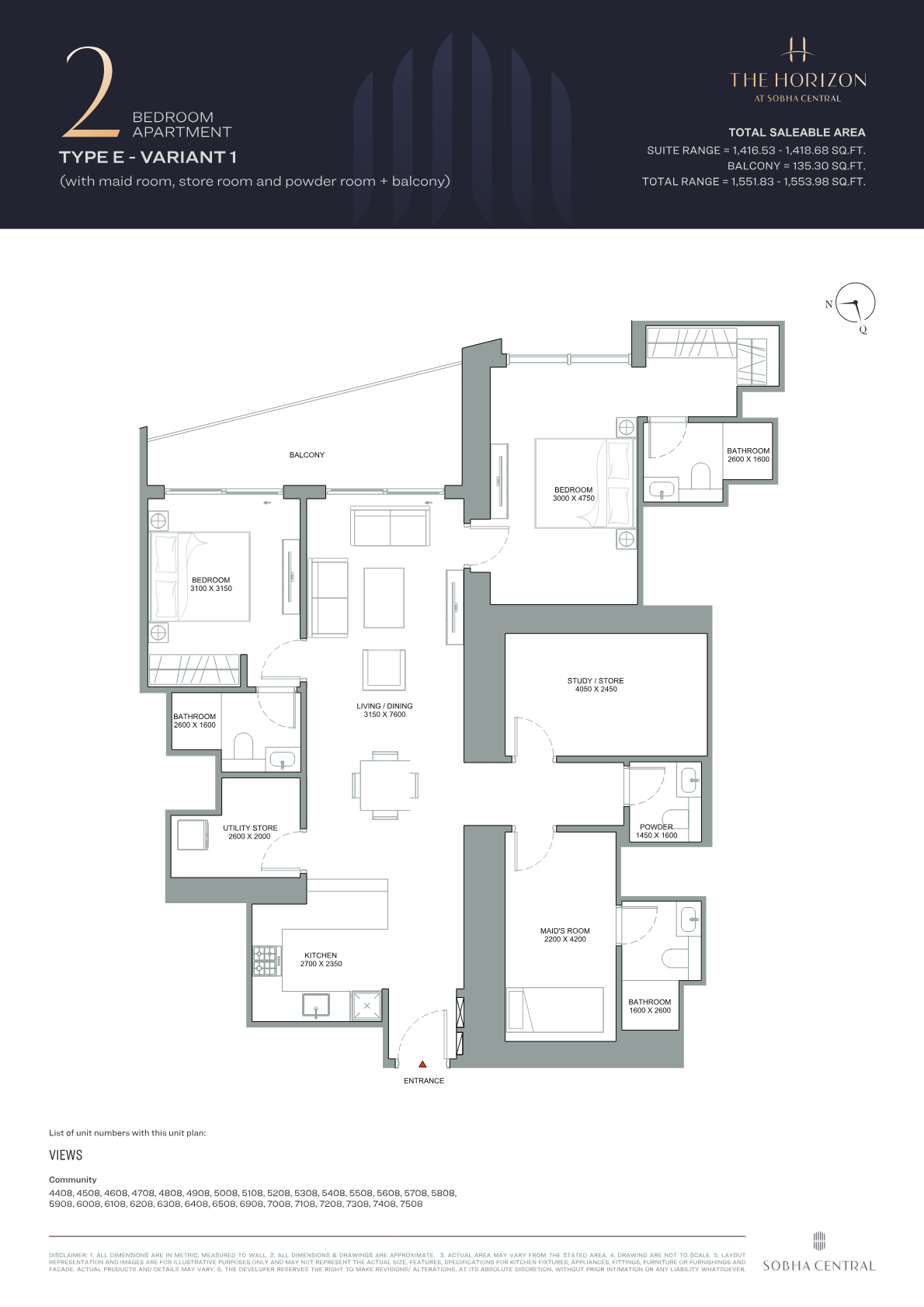 The Horizon 2BR floor plan
