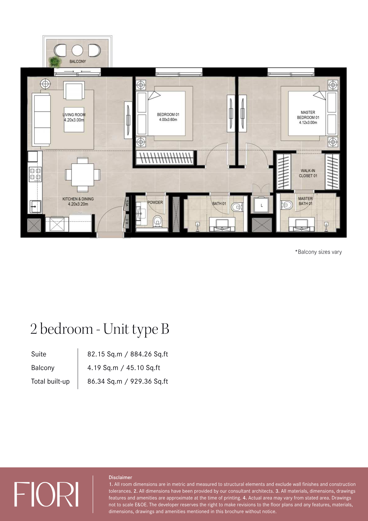 Fiori 2BR floor plan