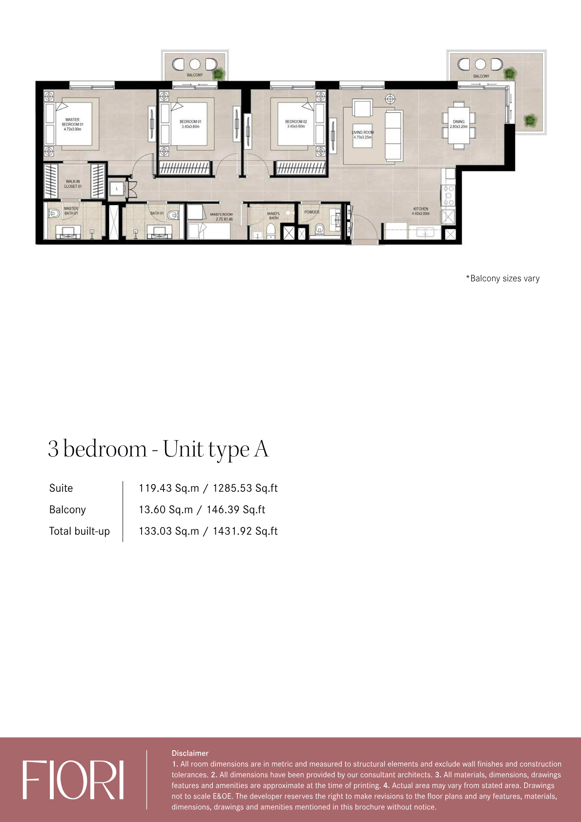 Fiori 3BR floor plan