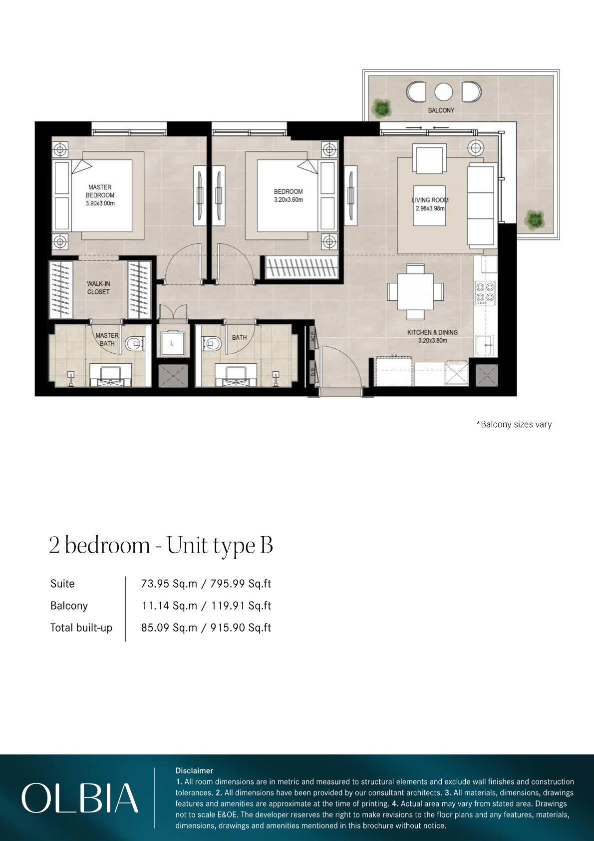 Olbia 2BR floor plan