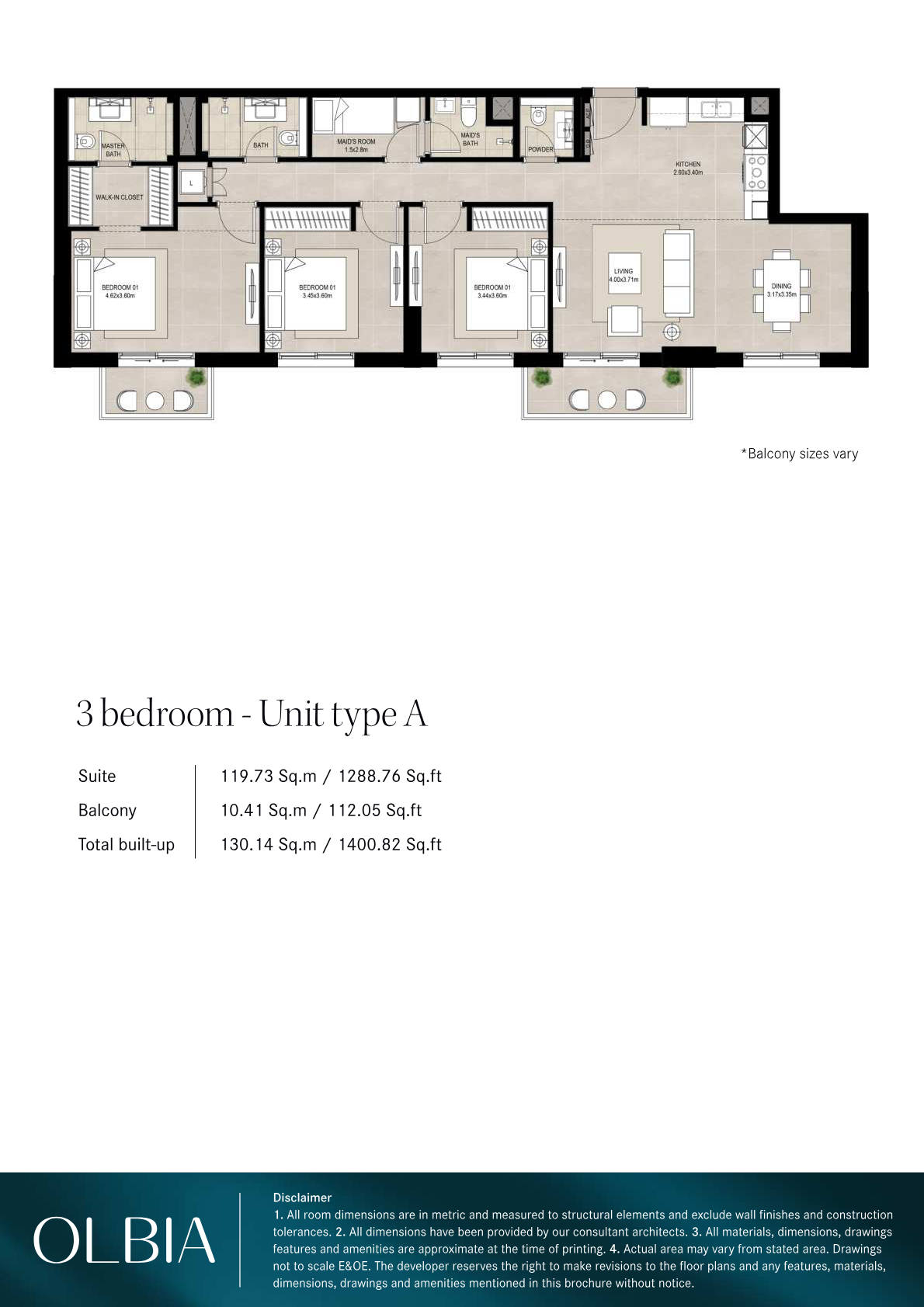 Olbia 3BR floor plan