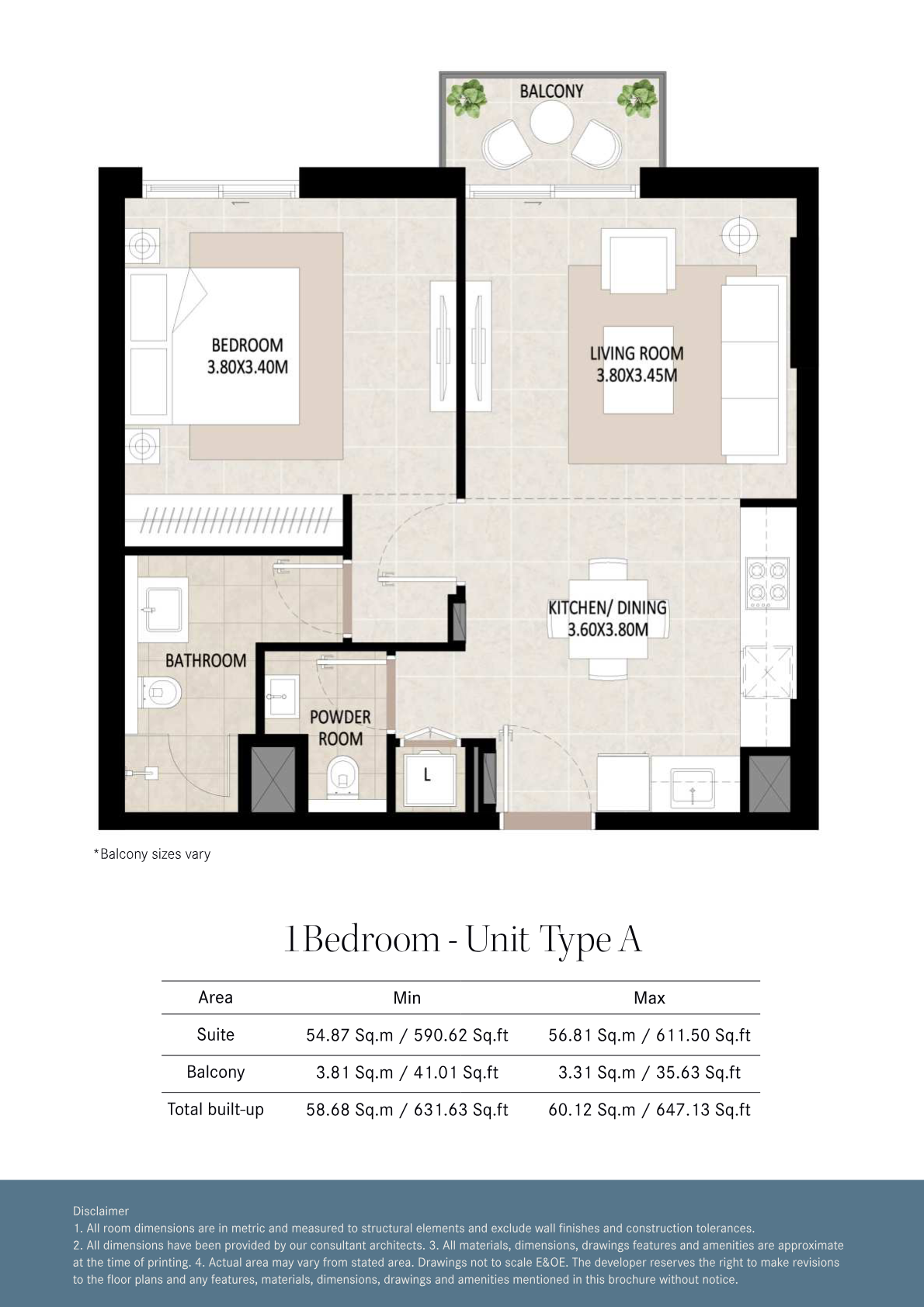 Odessa 1BR floor plan