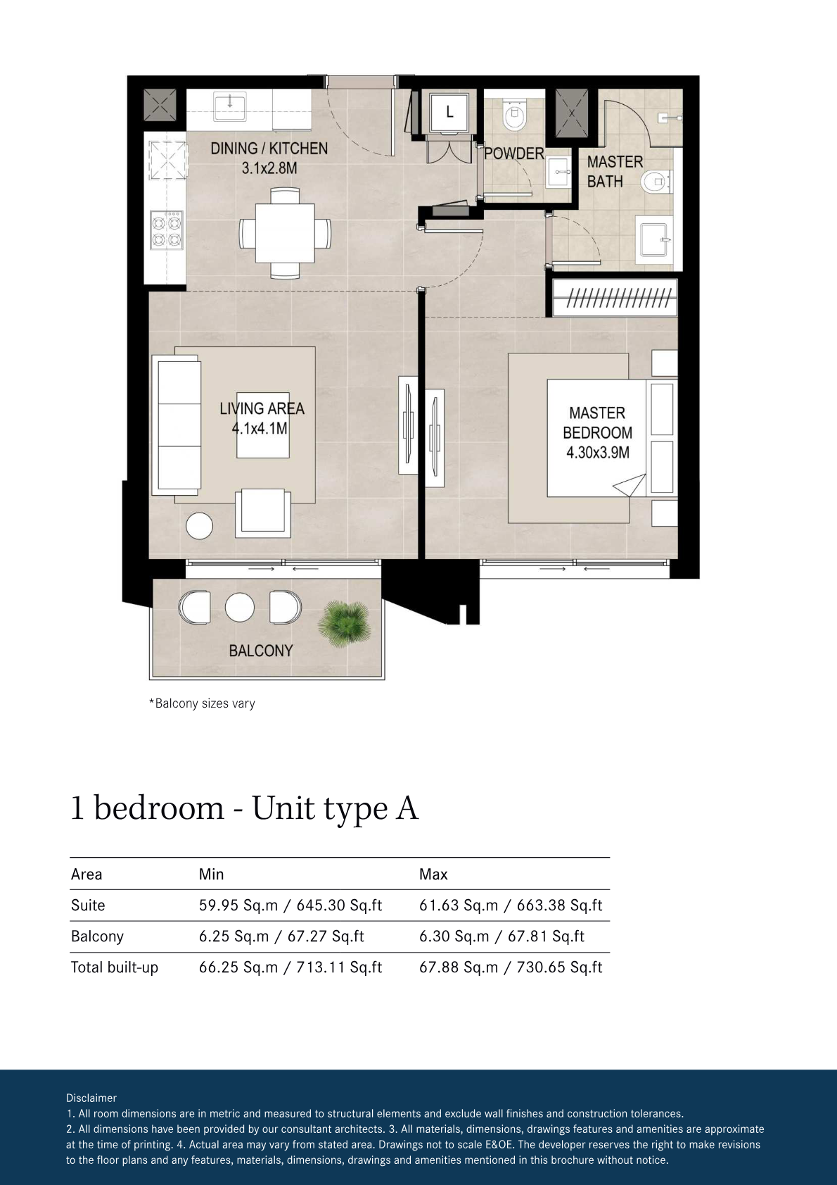 Hillcrest 1BR floor plan