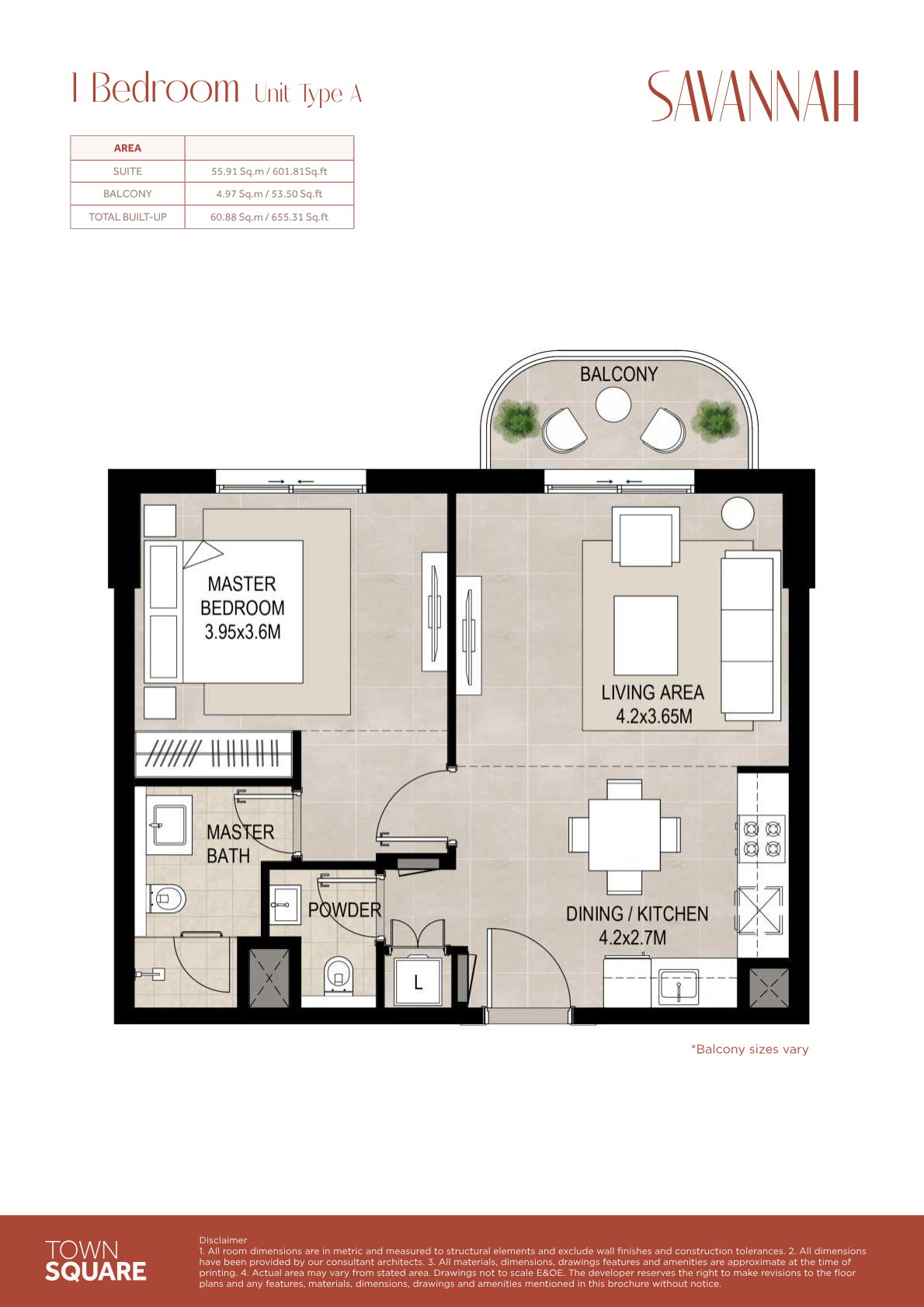Savannah 1BR floor plan