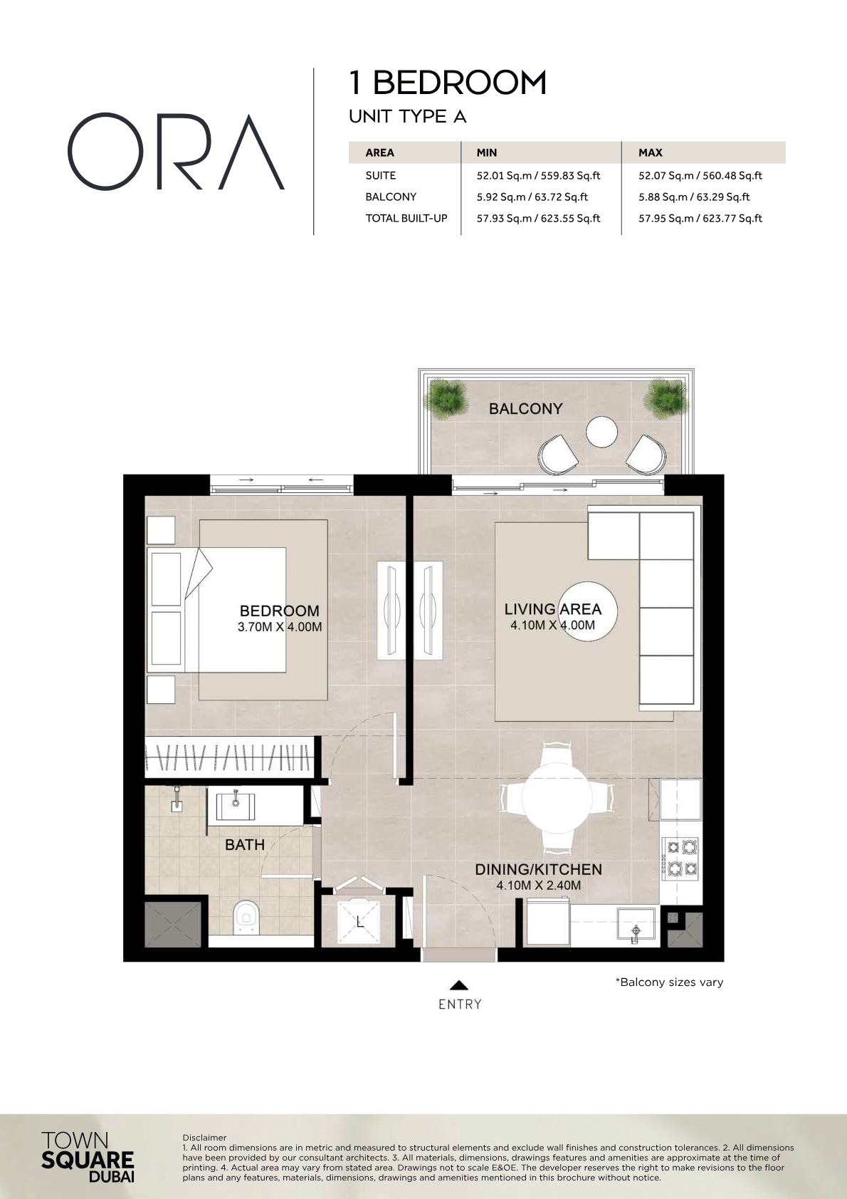 Ora 1BR floor plan