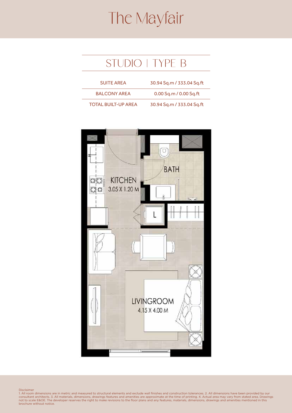 The Mayfair Studio floor plan