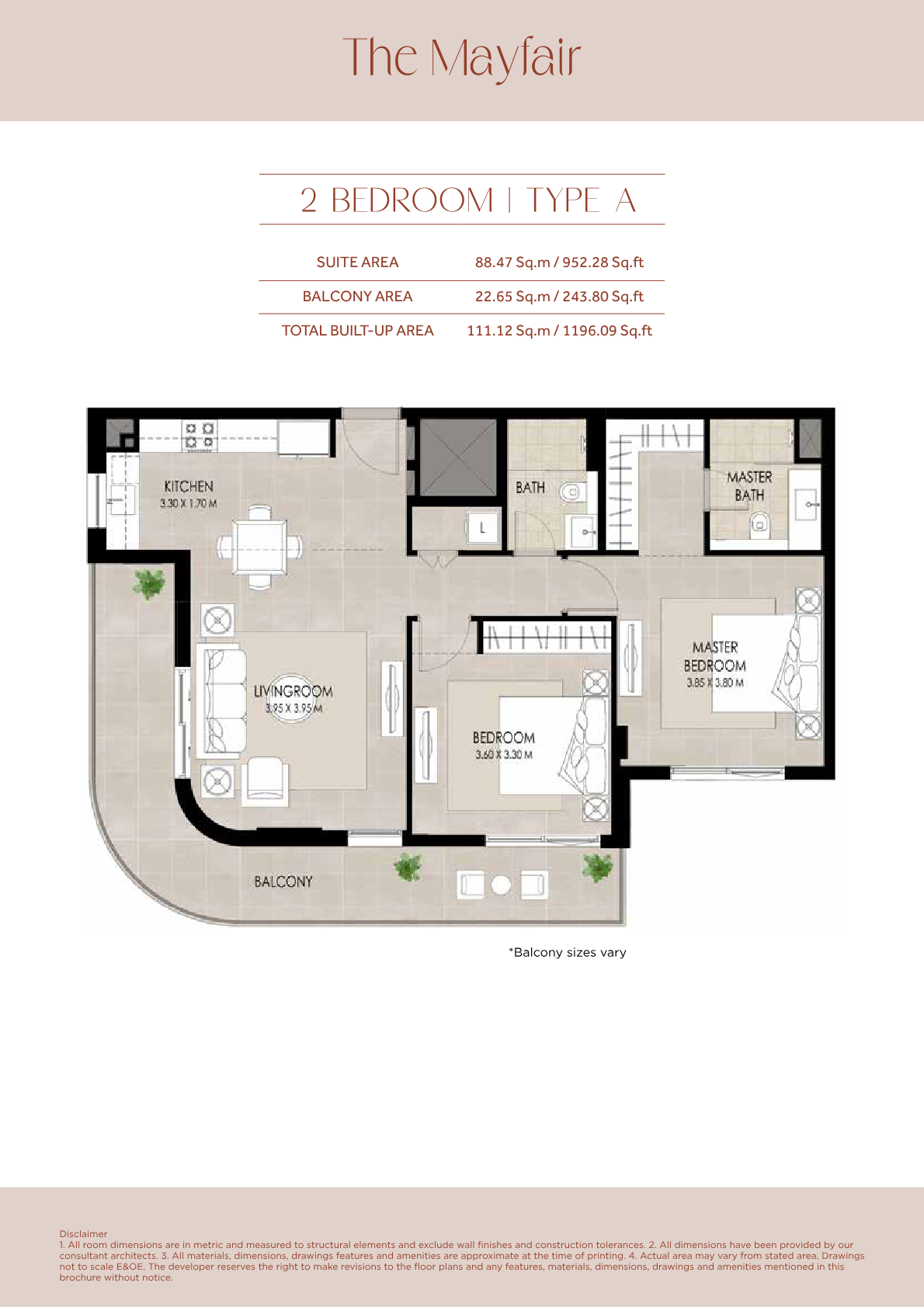 The Mayfair 2BR floor plan