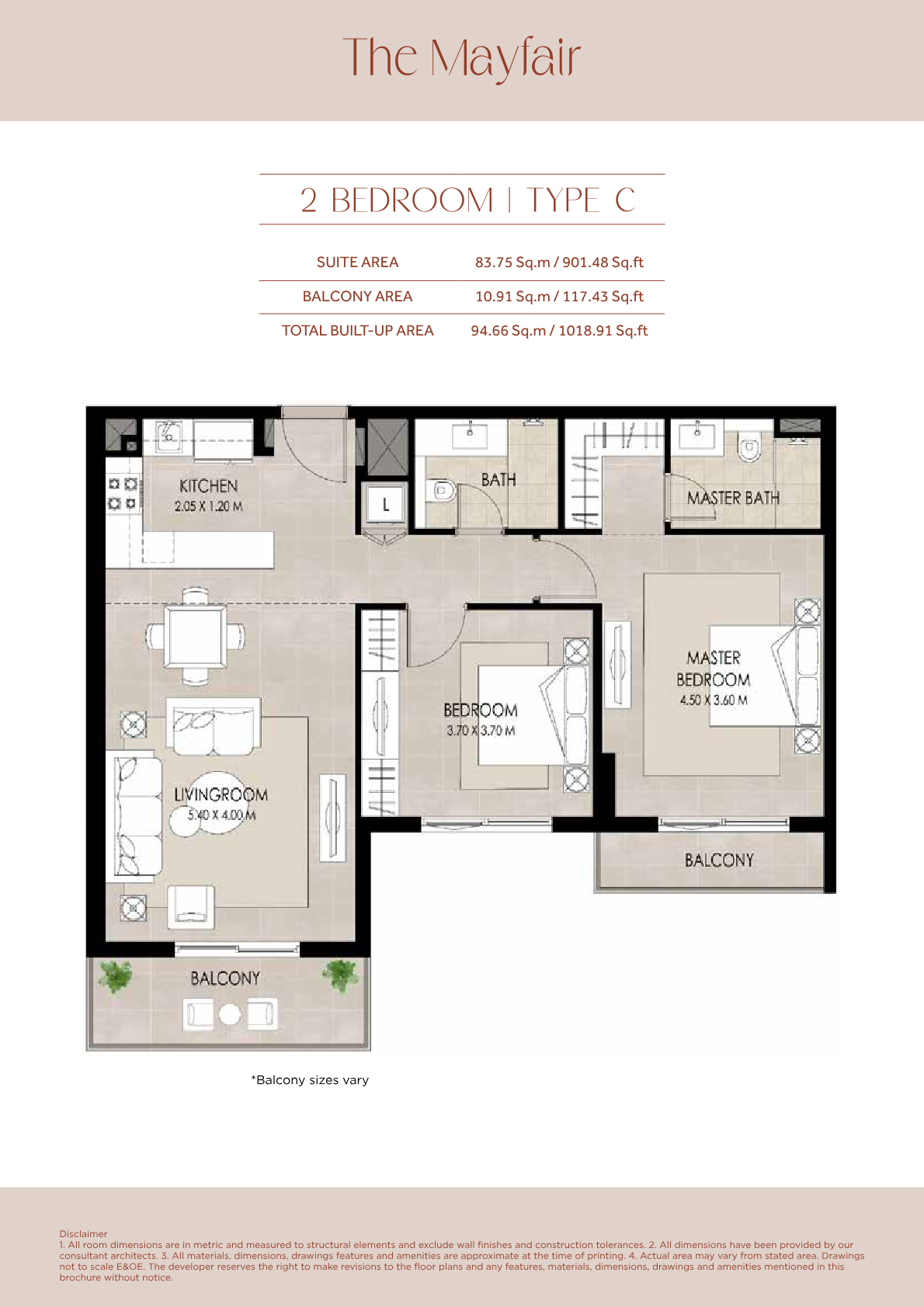 The Mayfair 2BR floor plan