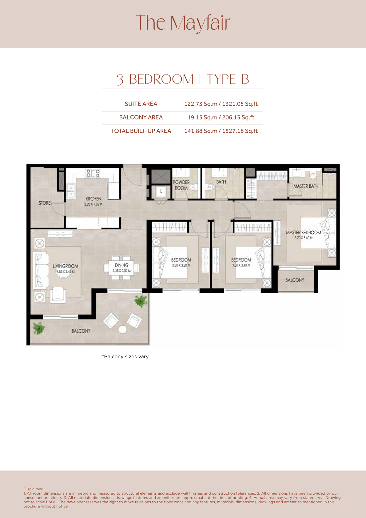 The Mayfair 3BR floor plan