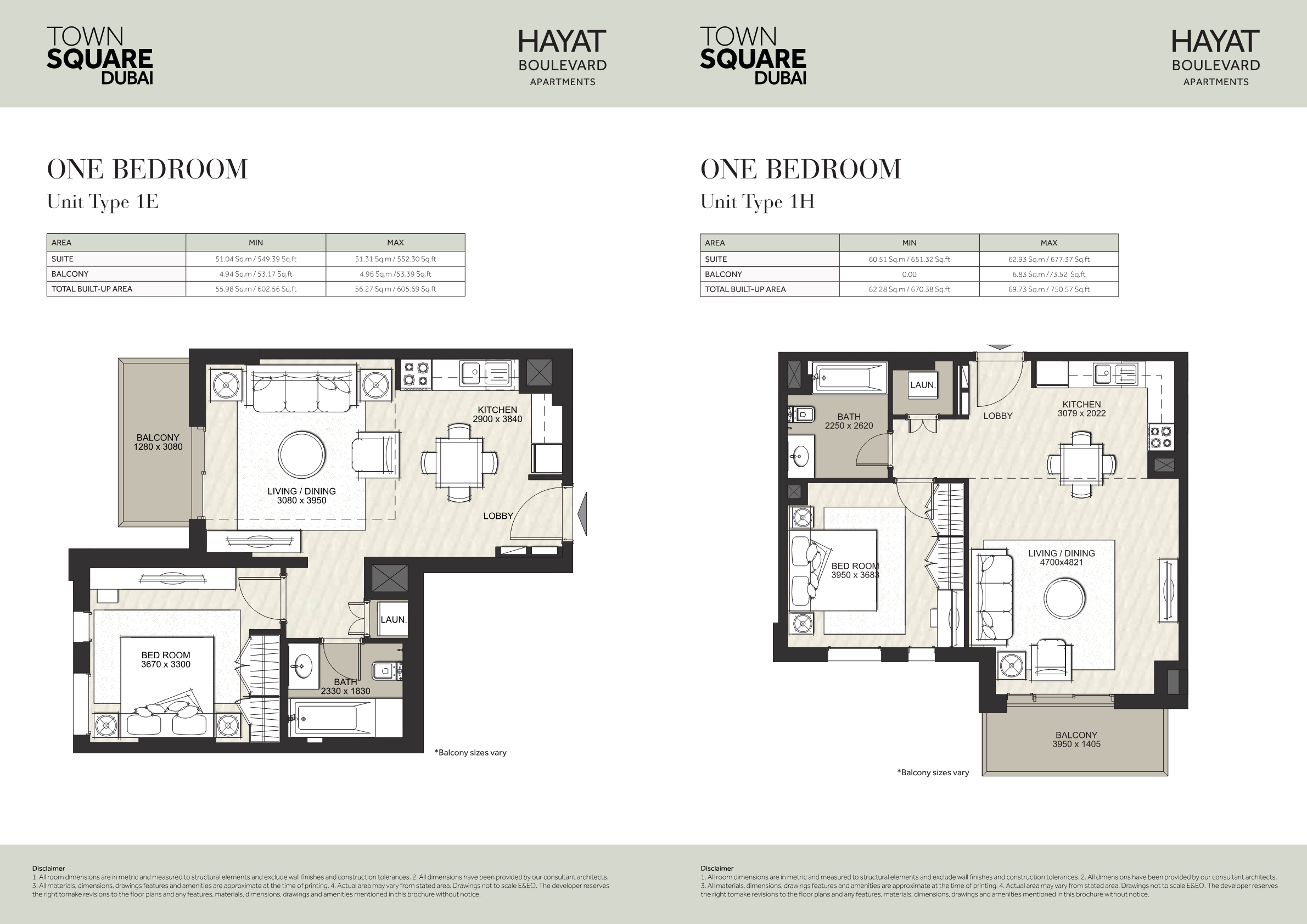 Hayat Boulevard Apartments 1BR floor plan