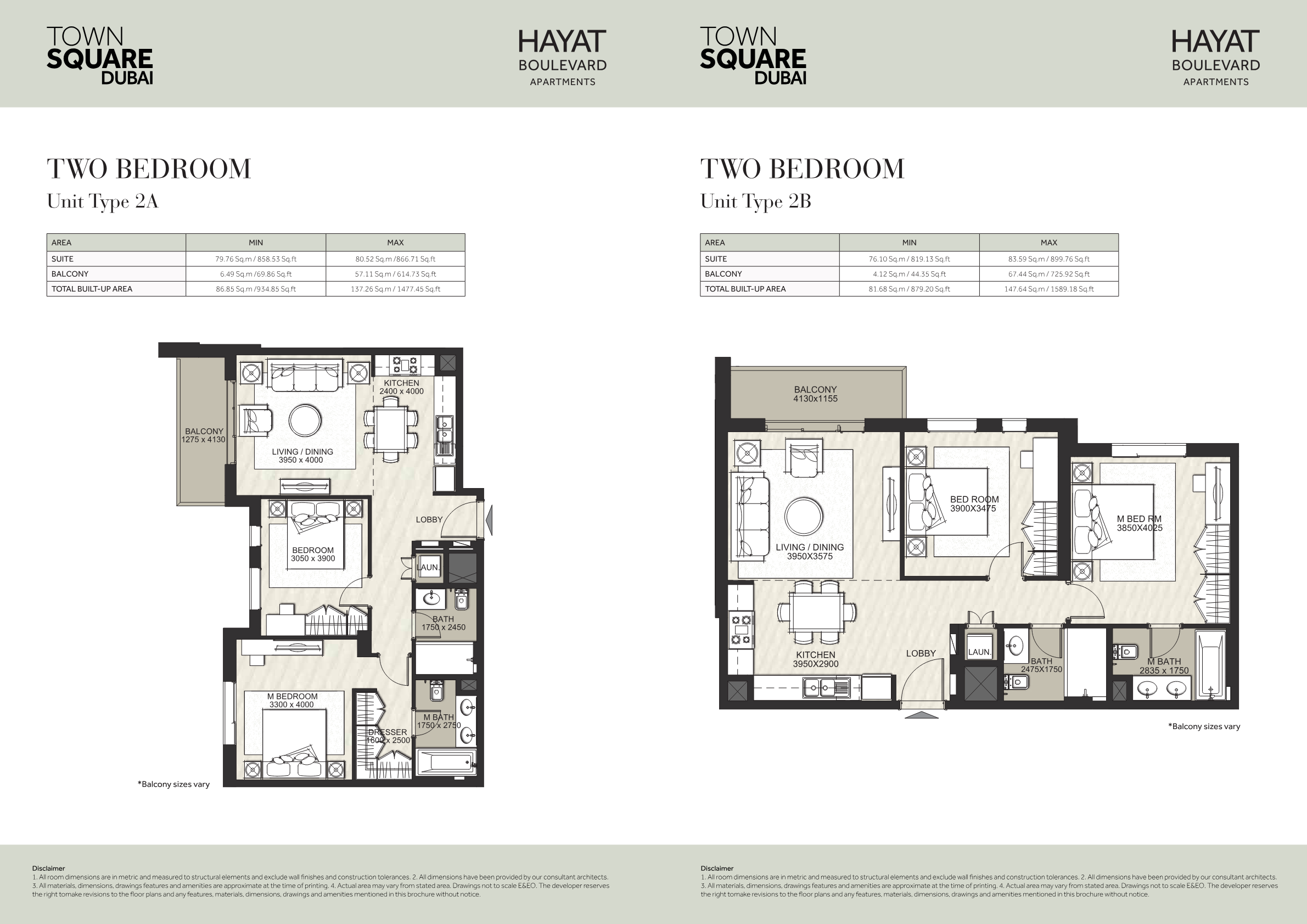 Hayat Boulevard Apartments 2BR floor plan