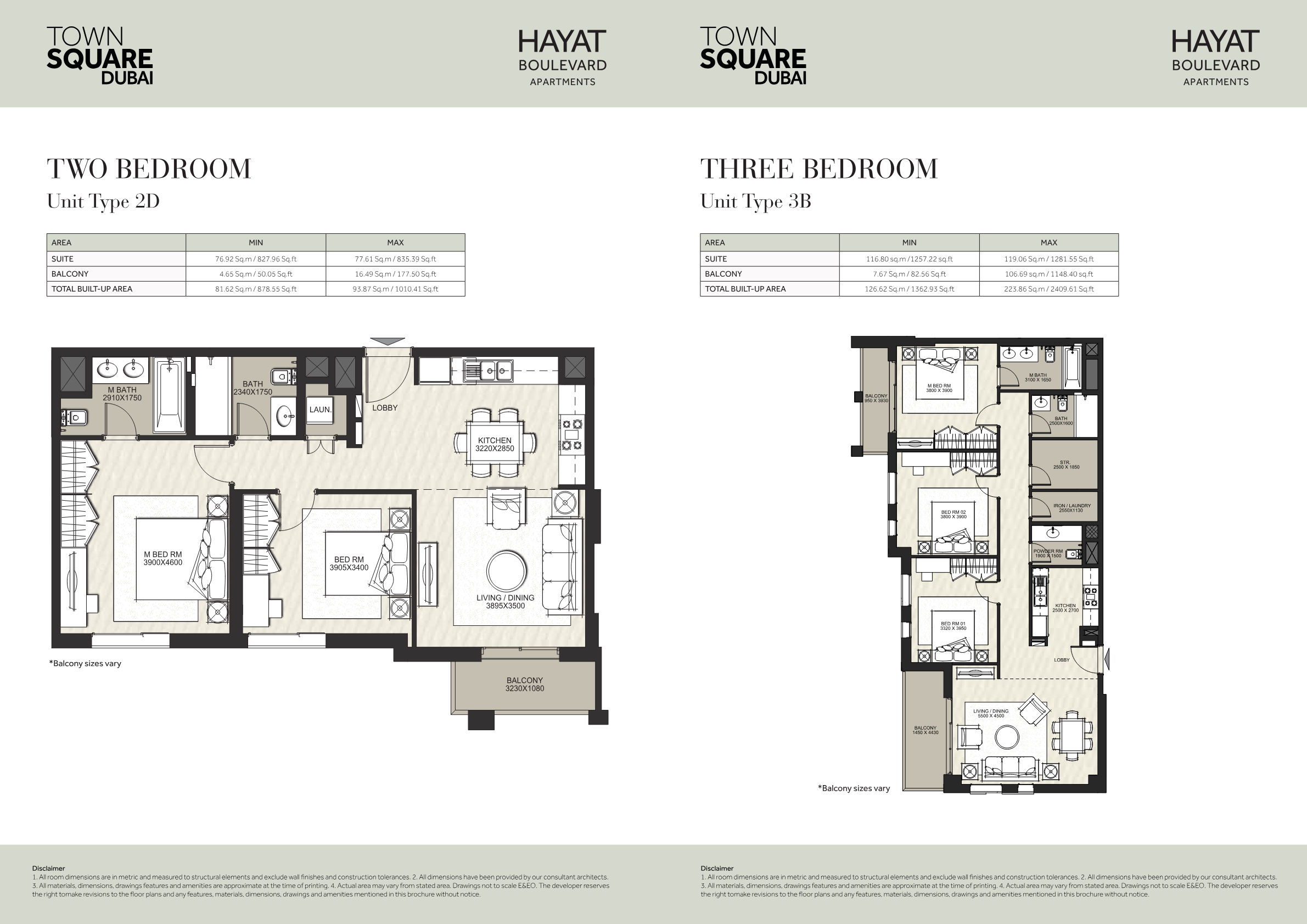 Hayat Boulevard Apartments 3BR floor plan