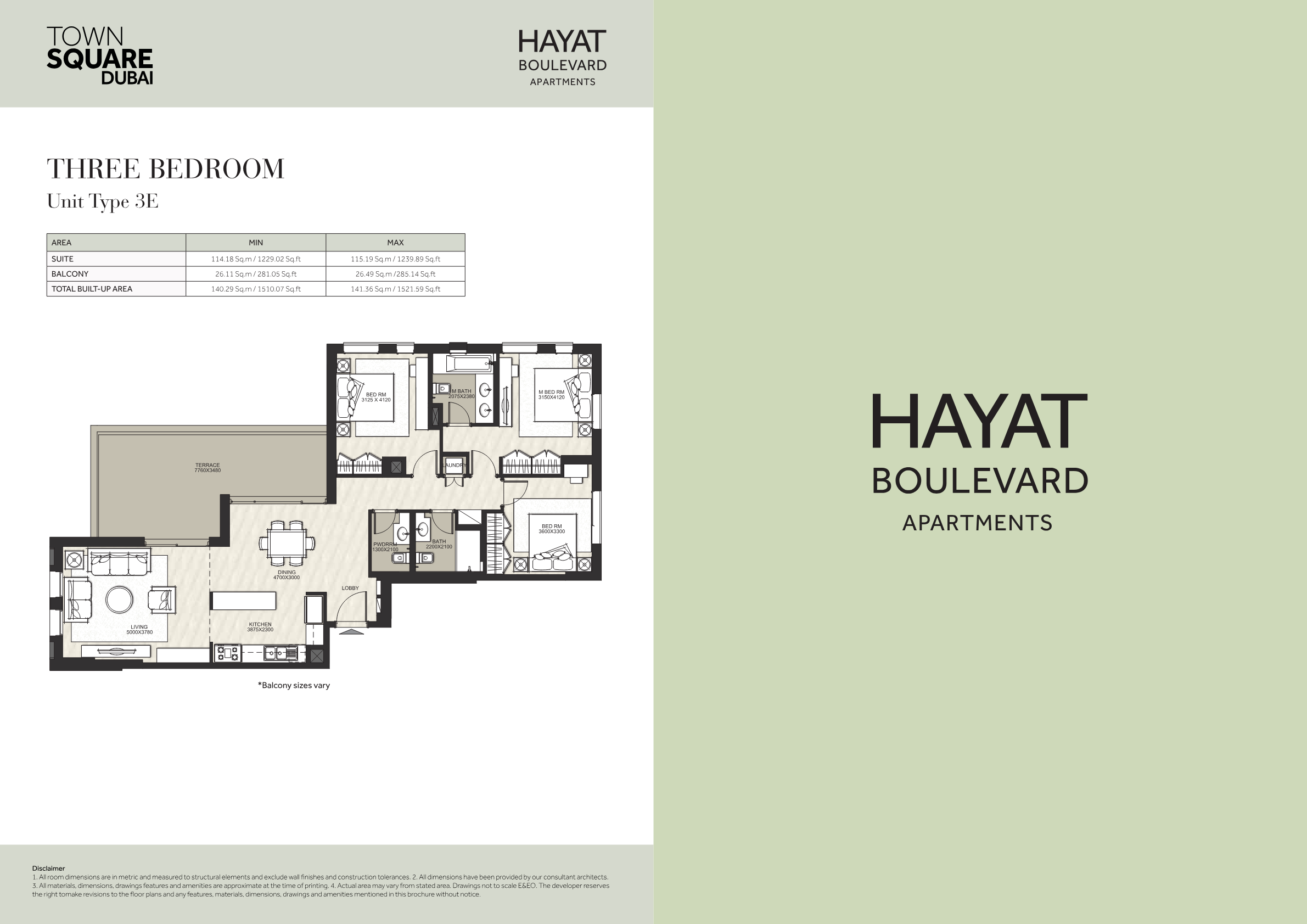 Hayat Boulevard Apartments 3BR floor plan