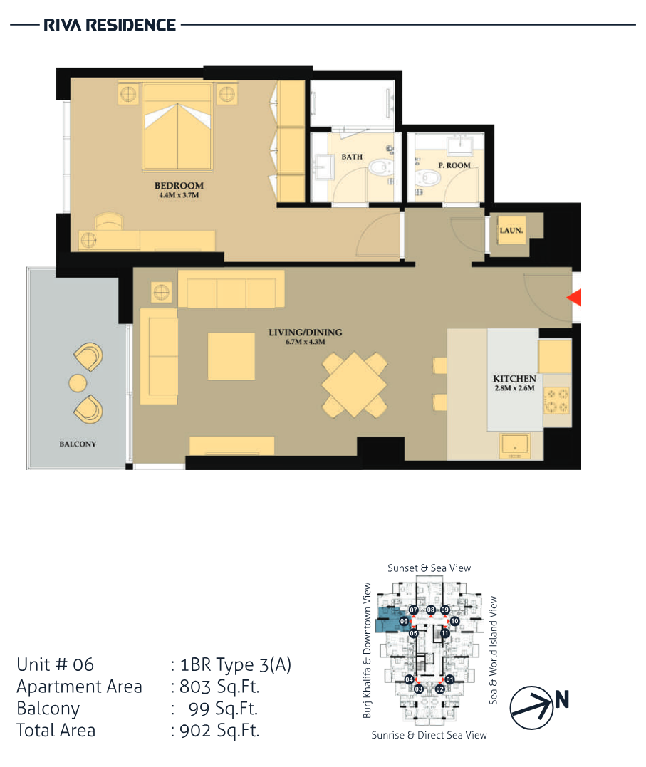 Riva Residence 1BR floor plan