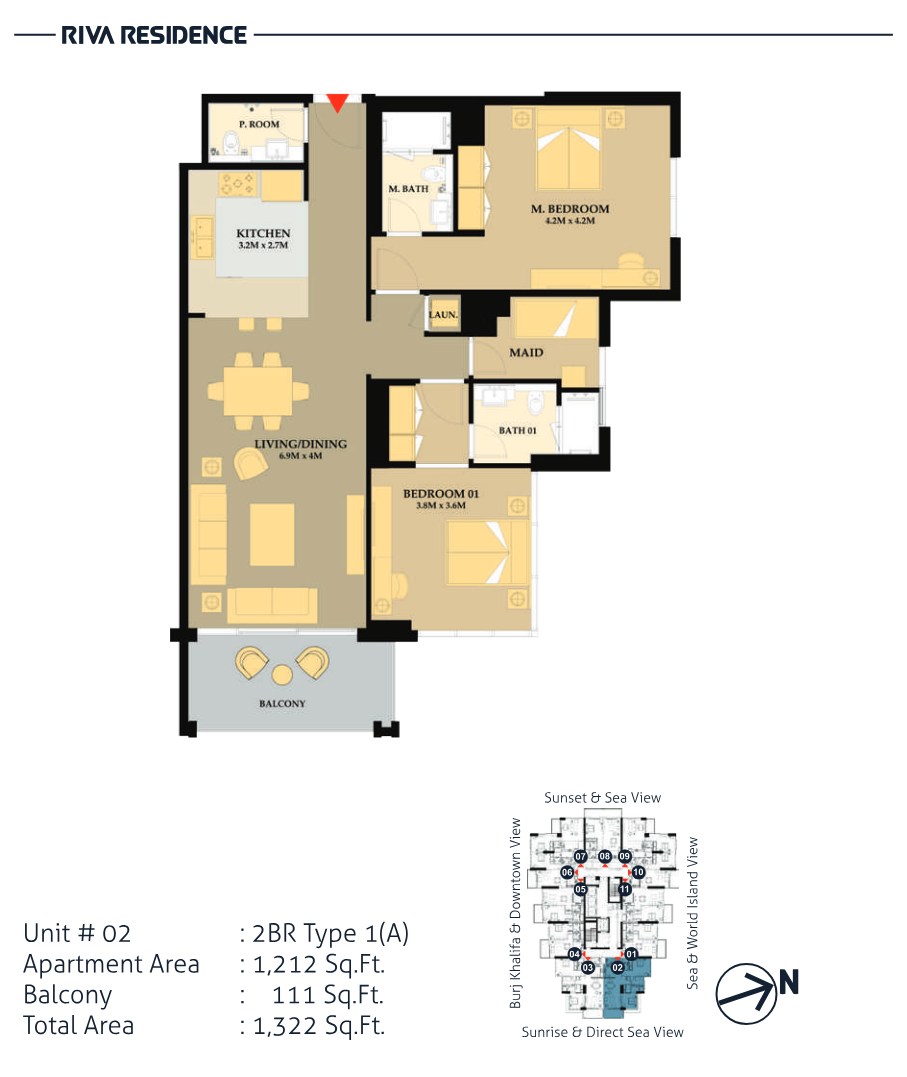 Riva Residence 2BR floor plan