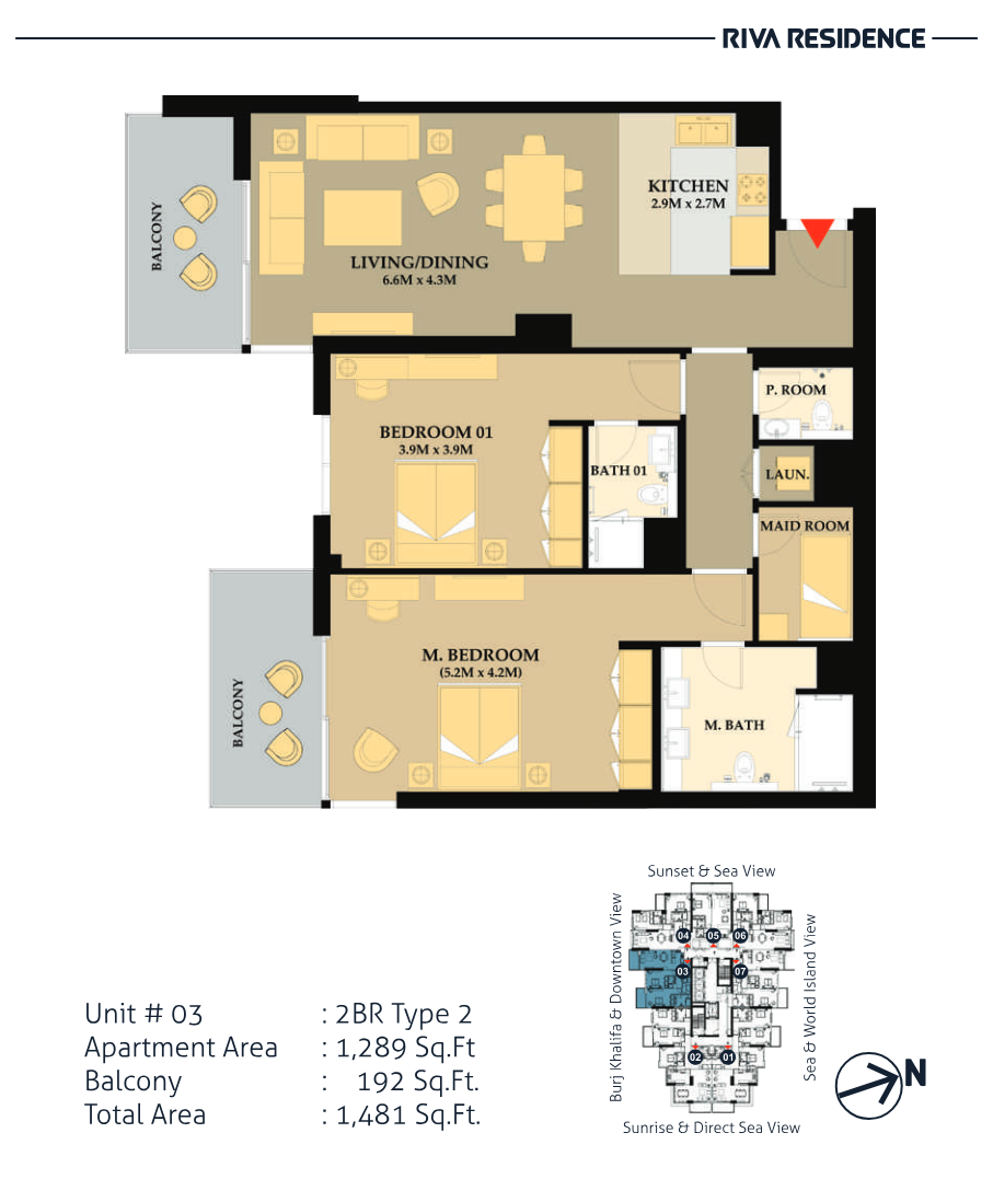 Riva Residence 2BR floor plan
