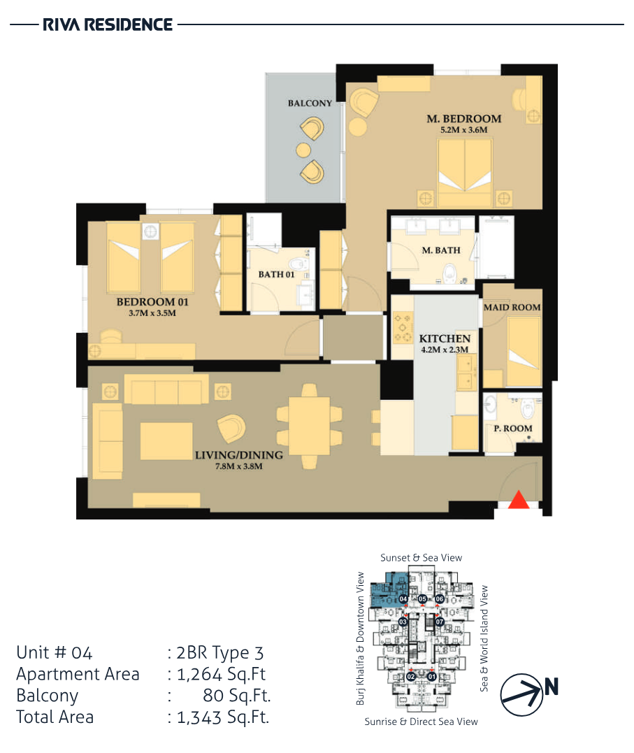 Riva Residence 2BR floor plan