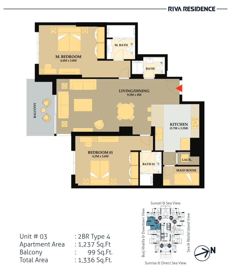 Riva Residence 2BR floor plan