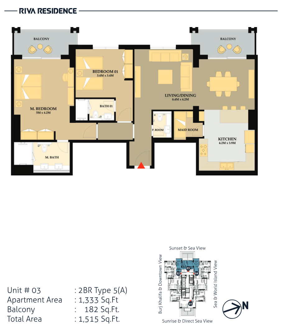 Riva Residence 2BR floor plan