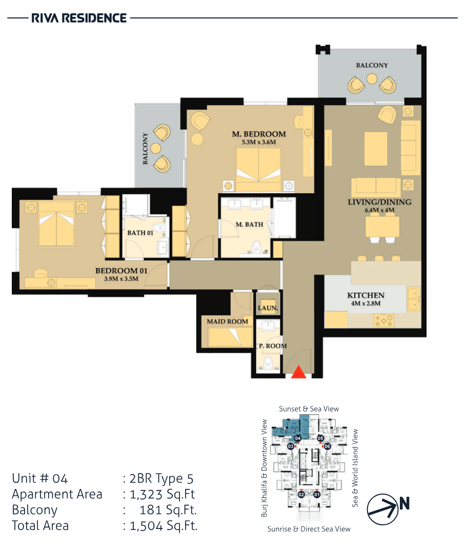 Riva Residence 2BR floor plan
