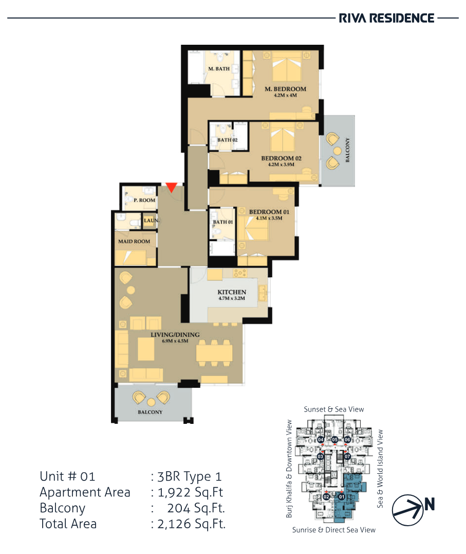 Riva Residence 3BR floor plan