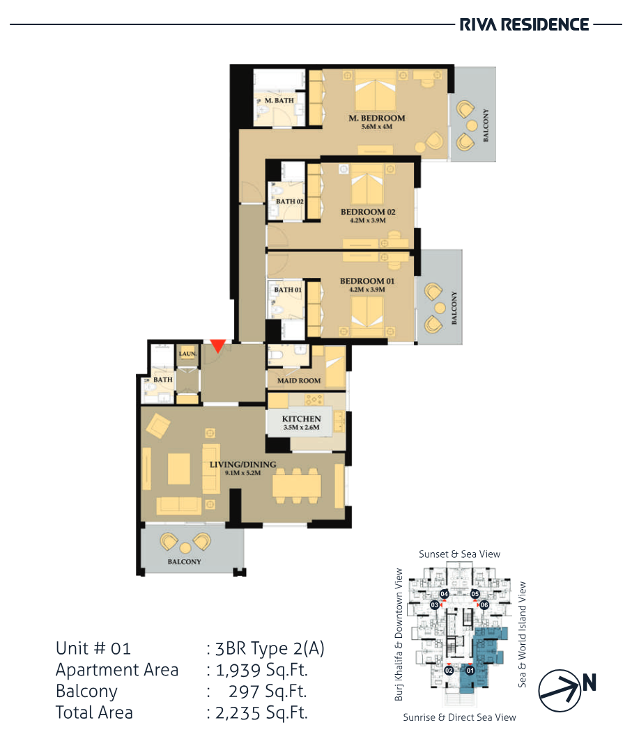 Riva Residence 3BR floor plan