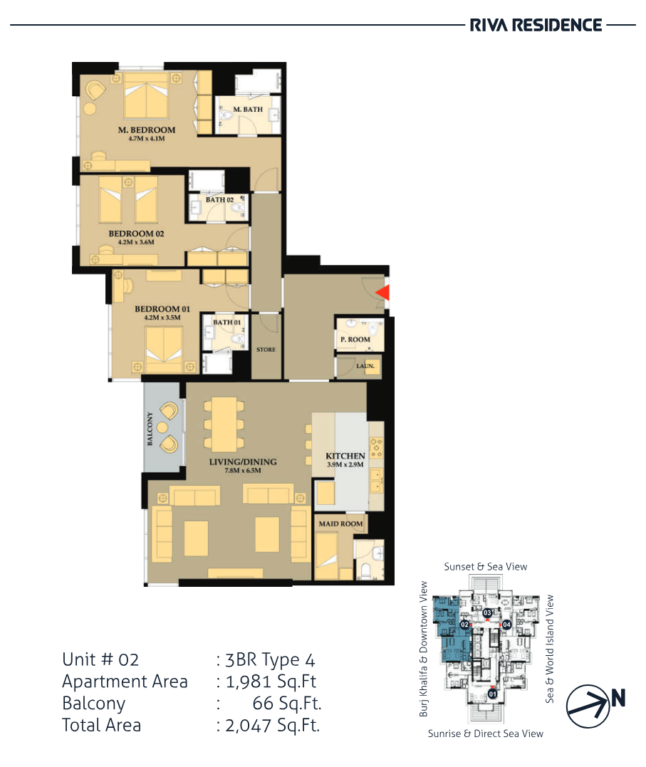 Riva Residence 3BR floor plan