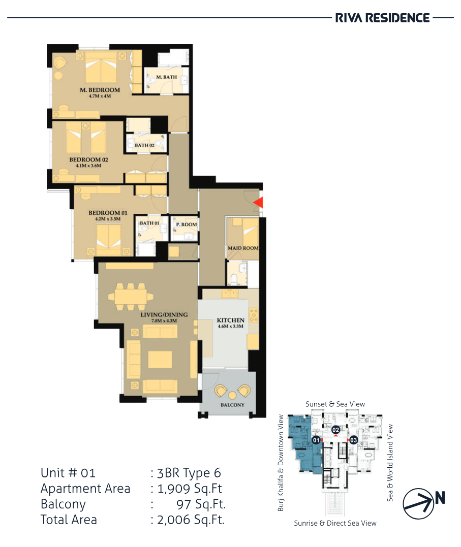 Riva Residence 3BR floor plan