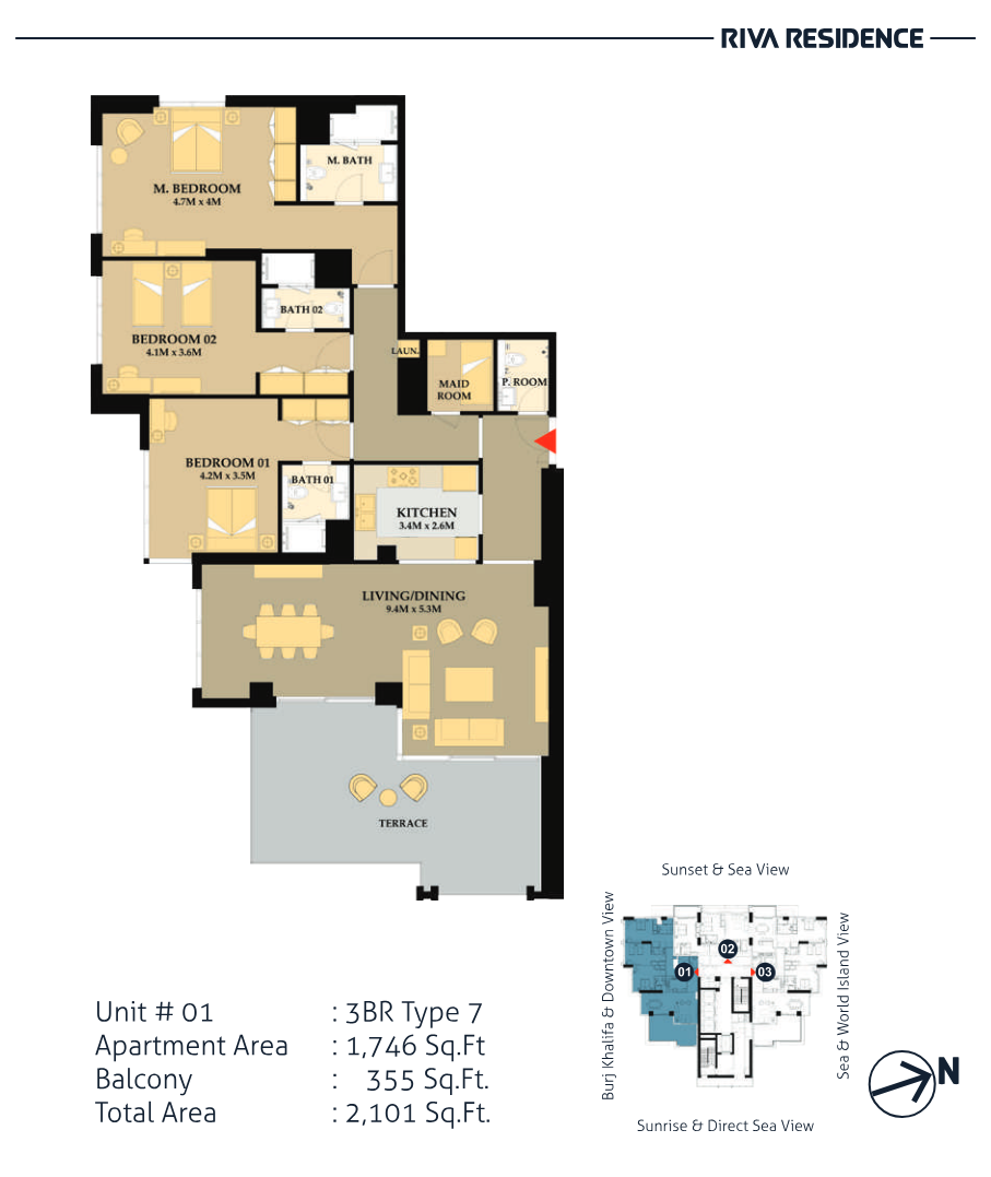 Riva Residence 3BR floor plan