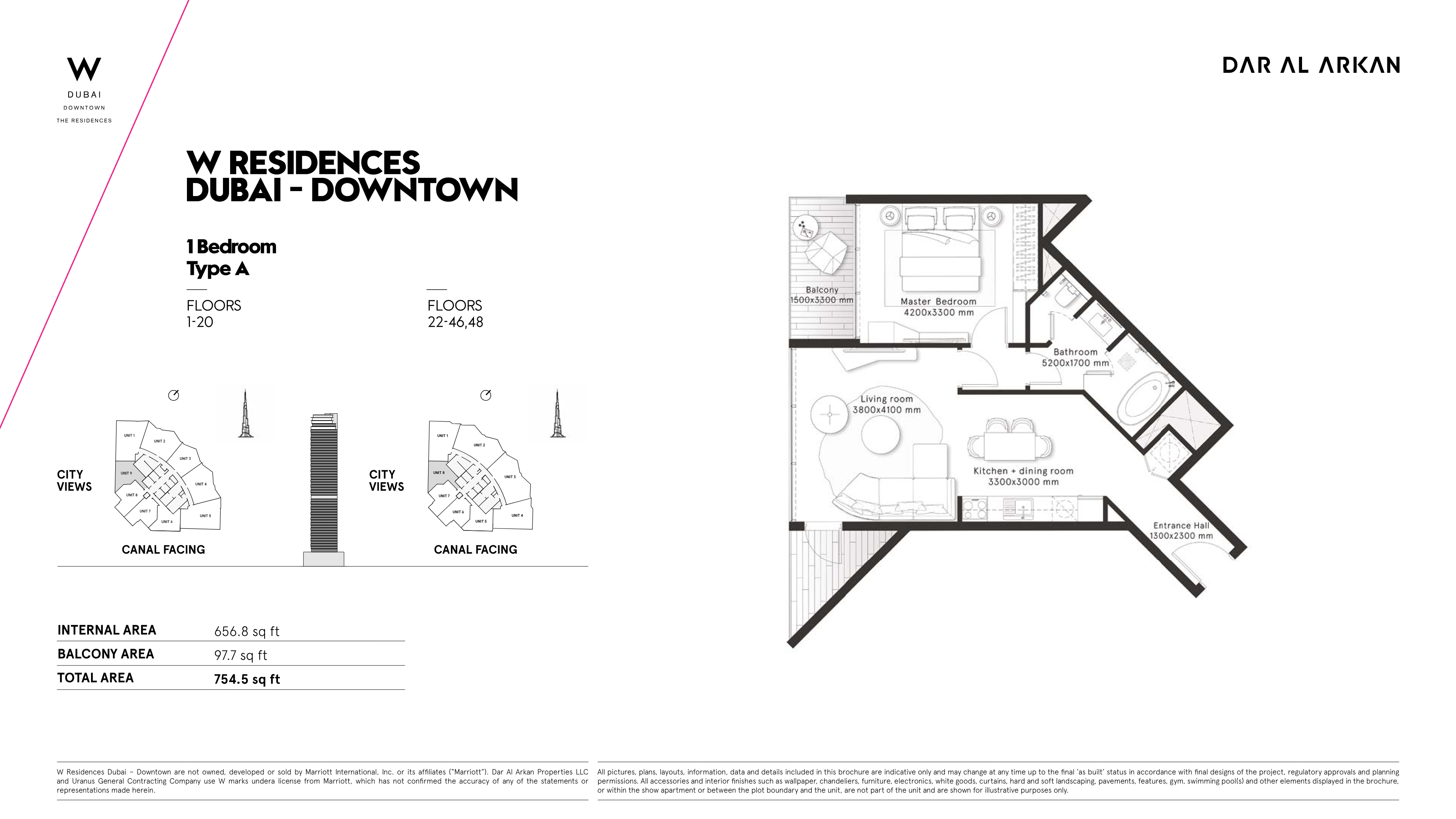 W Residences 1BR floor plan