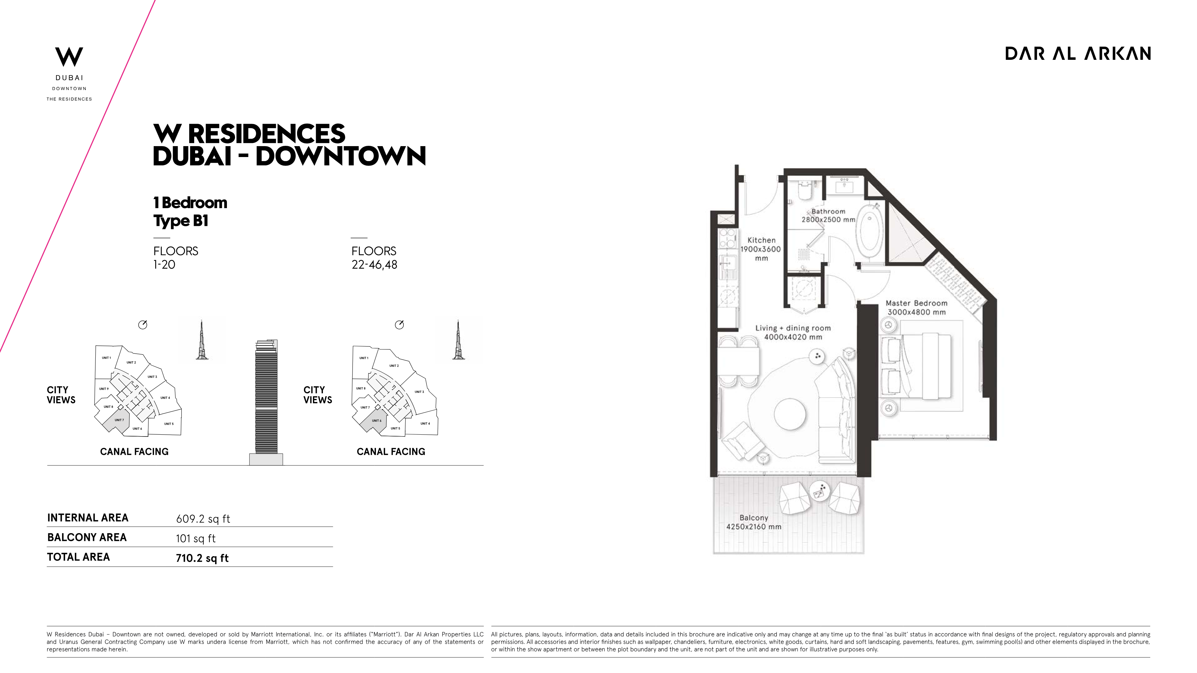 W Residences 1BR floor plan