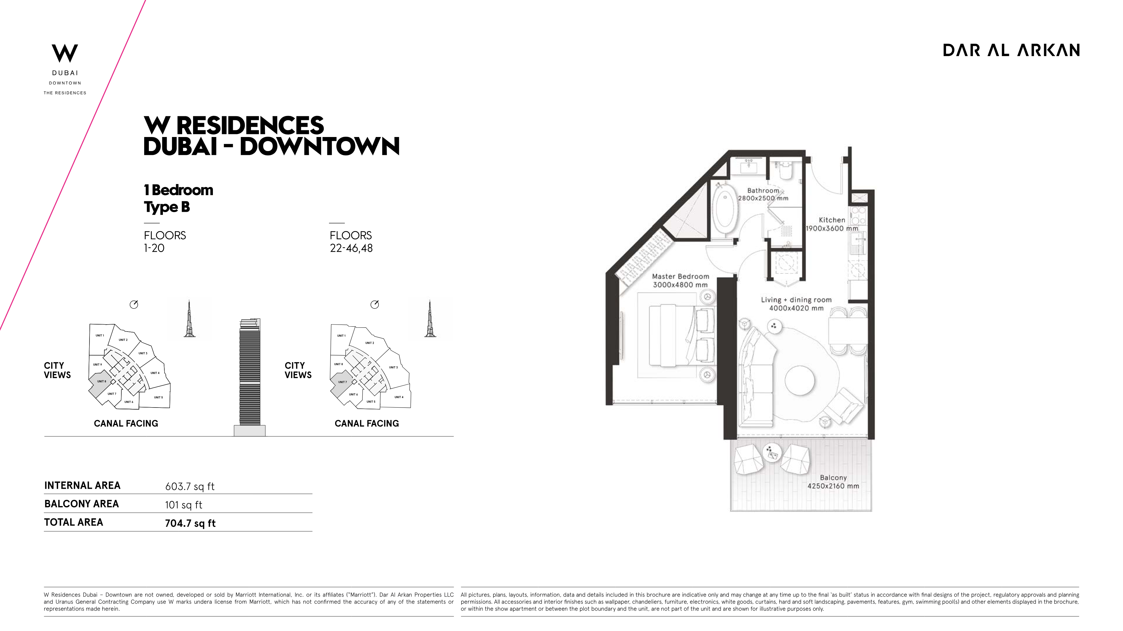 W Residences 1BR floor plan