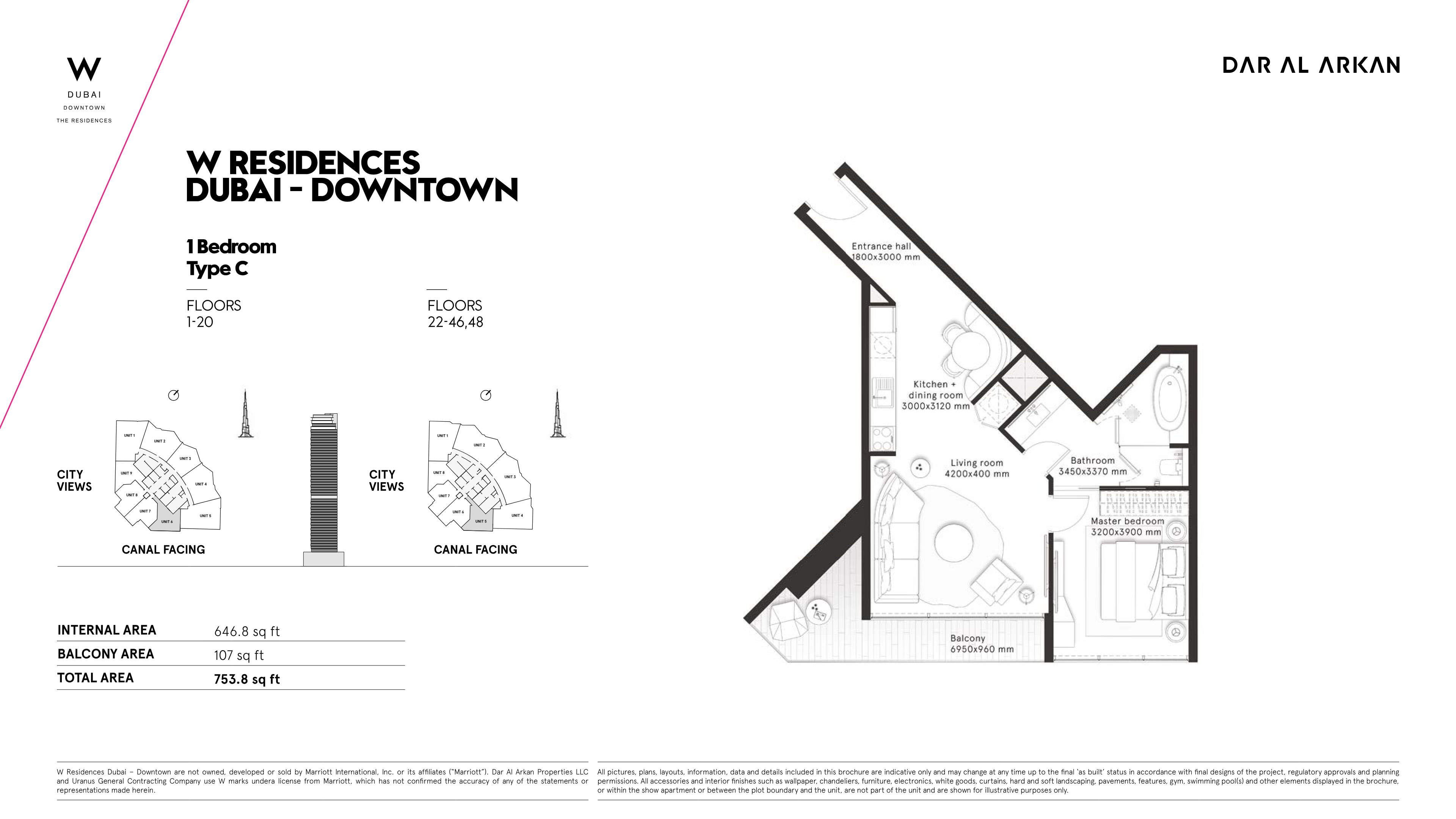 W Residences 1BR floor plan