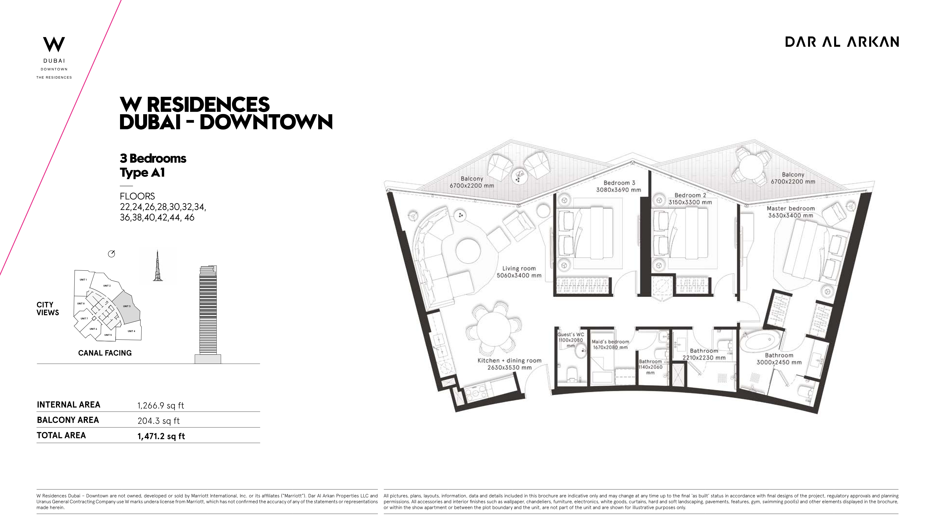 W Residences 3BR floor plan