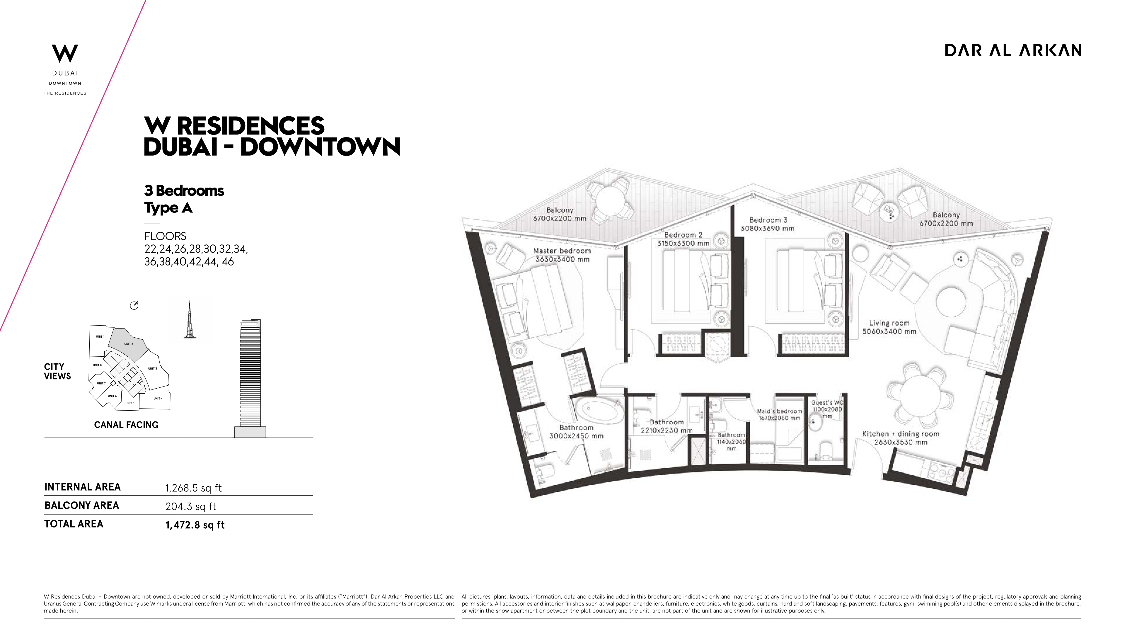 W Residences 3BR floor plan