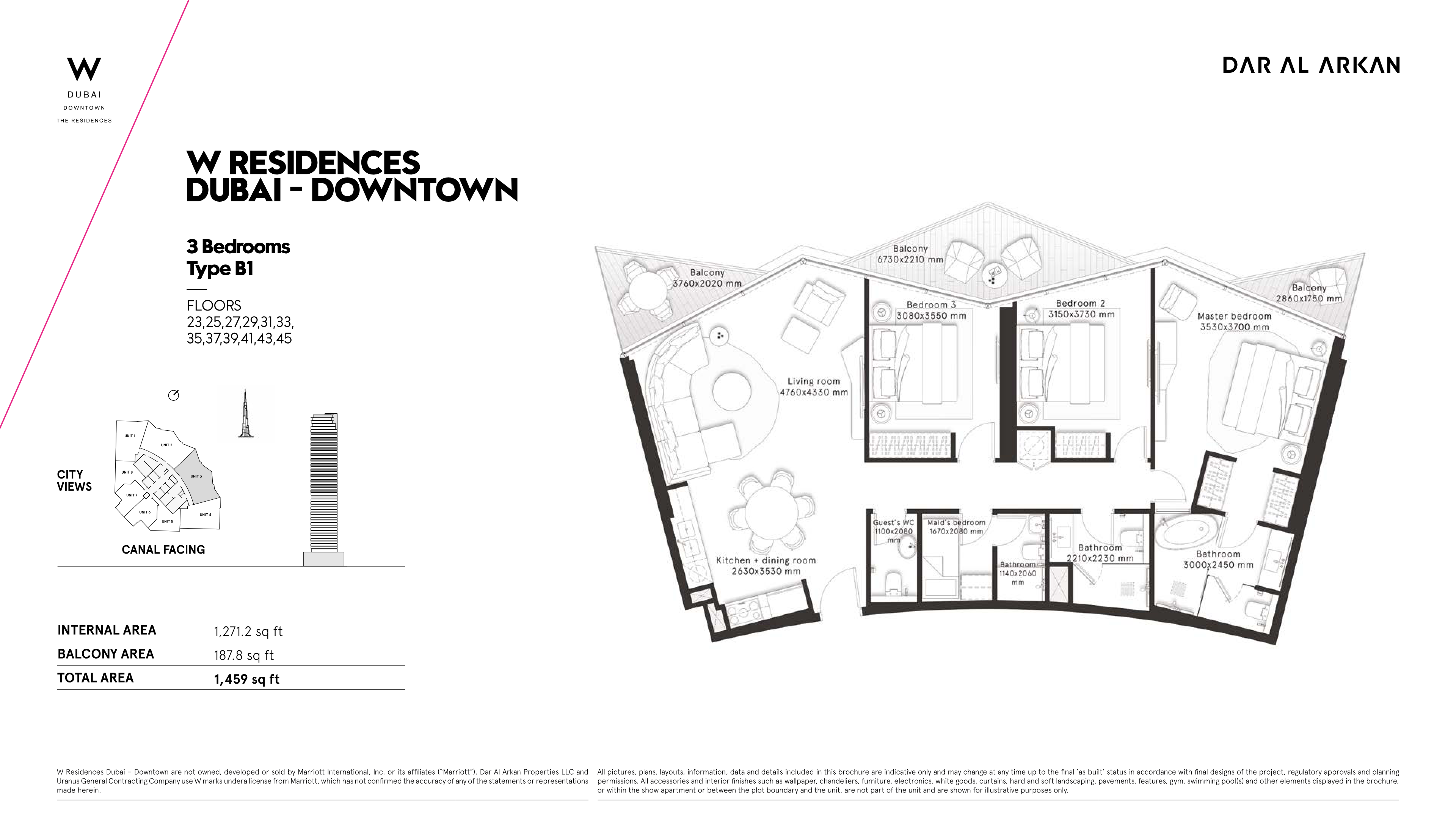 W Residences 3BR floor plan