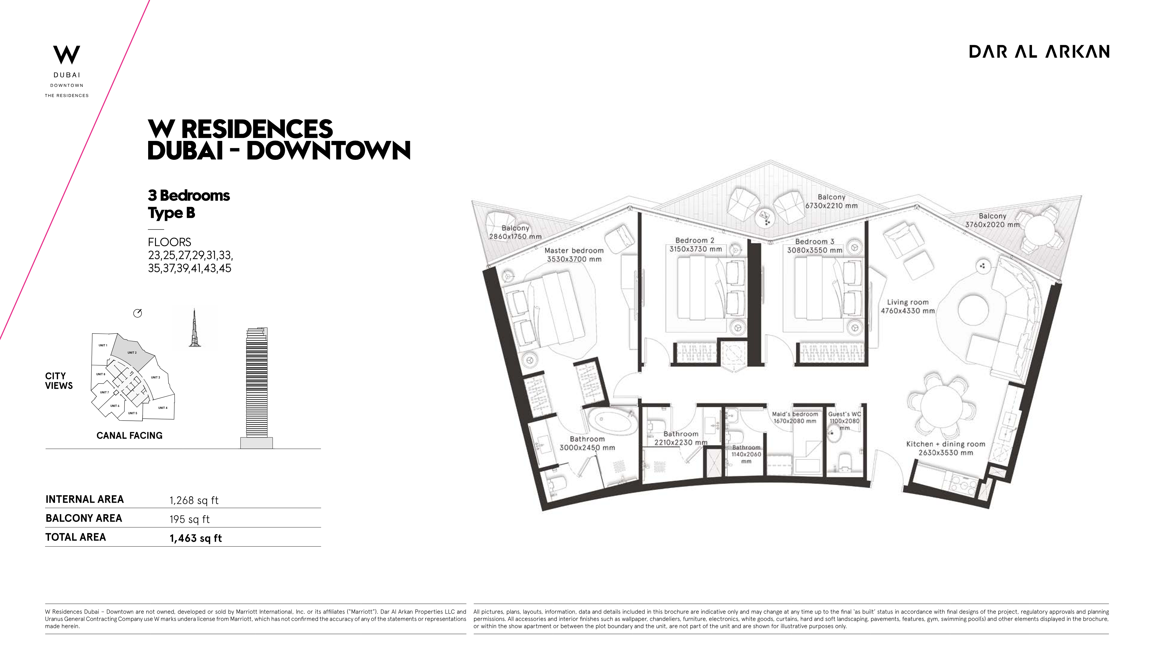 W Residences 3BR floor plan