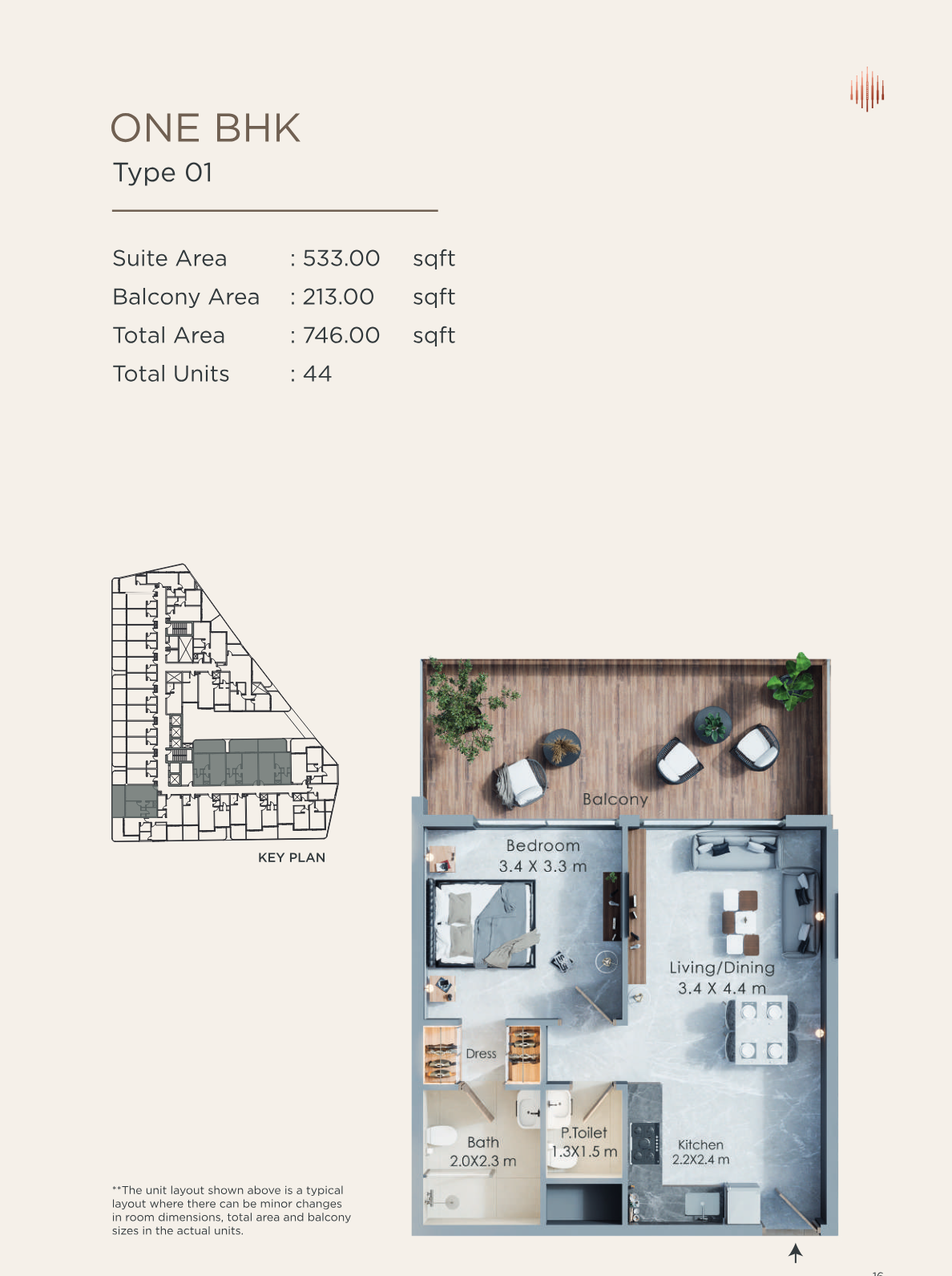 Terra Tower 1BR floor plan