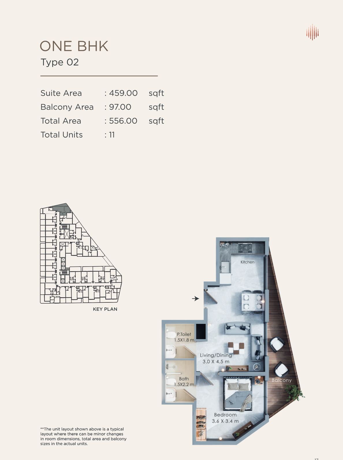 Terra Tower 1BR floor plan