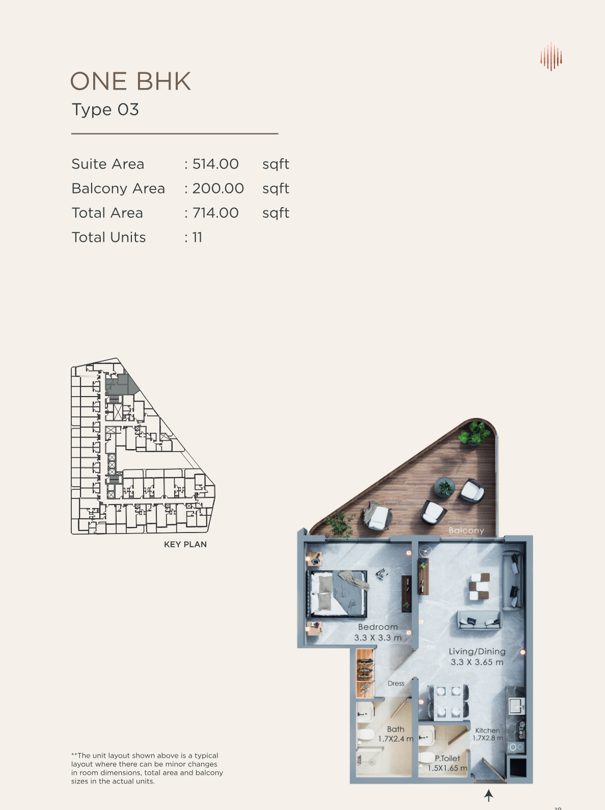 Terra Tower 1BR floor plan