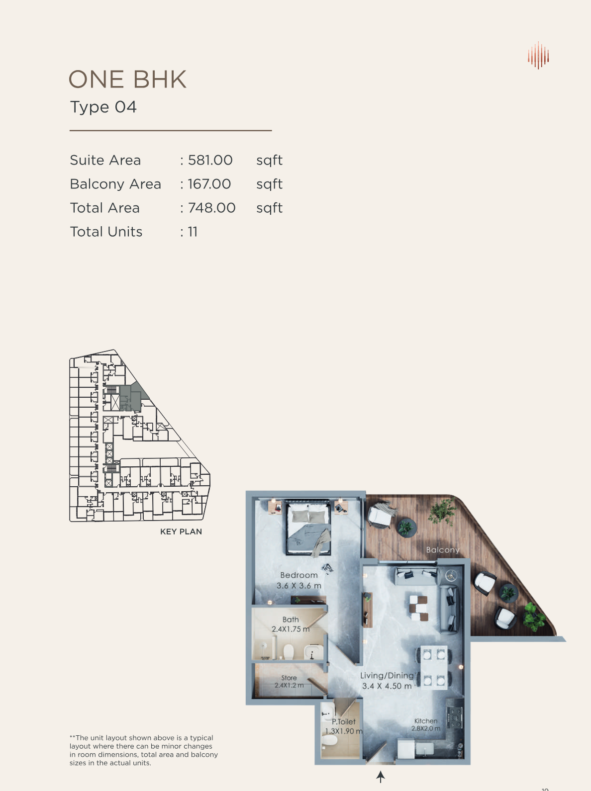 Terra Tower 1BR floor plan