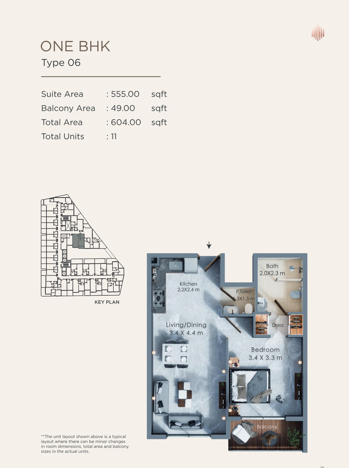 Terra Tower 1BR floor plan