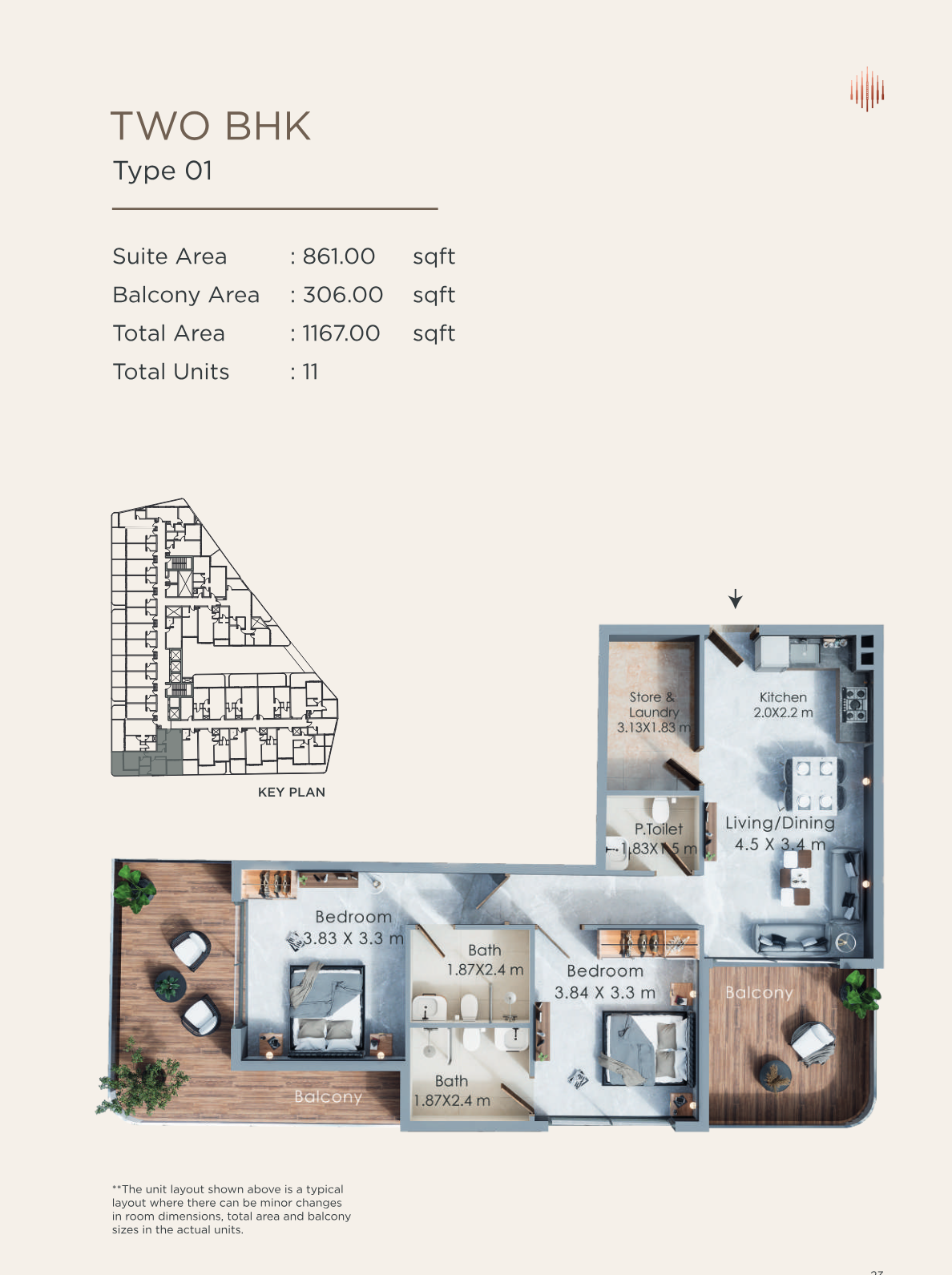 Terra Tower 2BR floor plan
