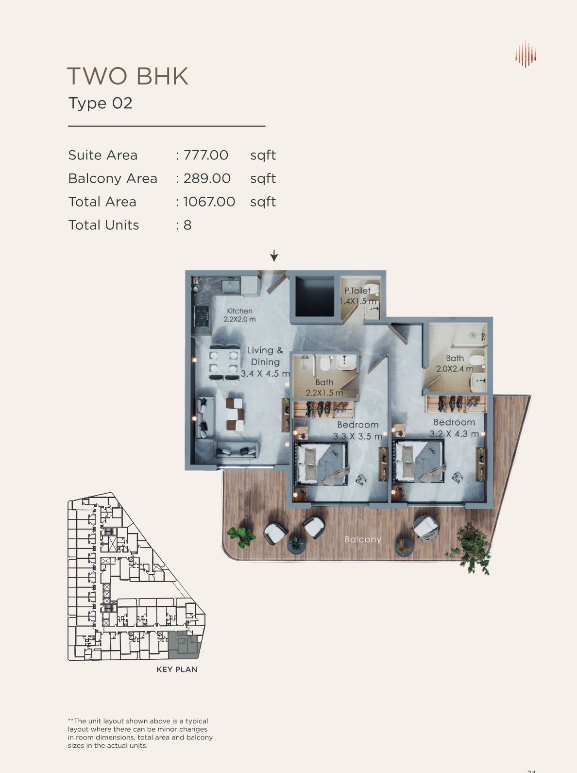 Terra Tower 2BR floor plan